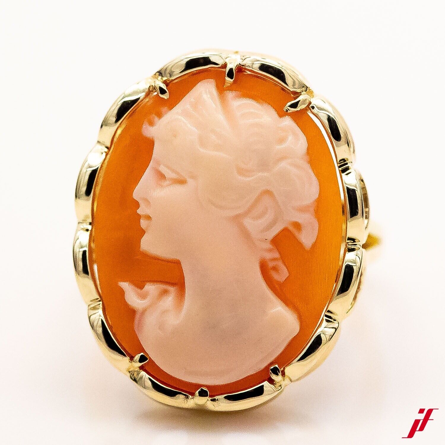 Ring Gemmee Frauenkopf Carneol 585/14K Gelbgold Gr.50 - Wert 1.400€