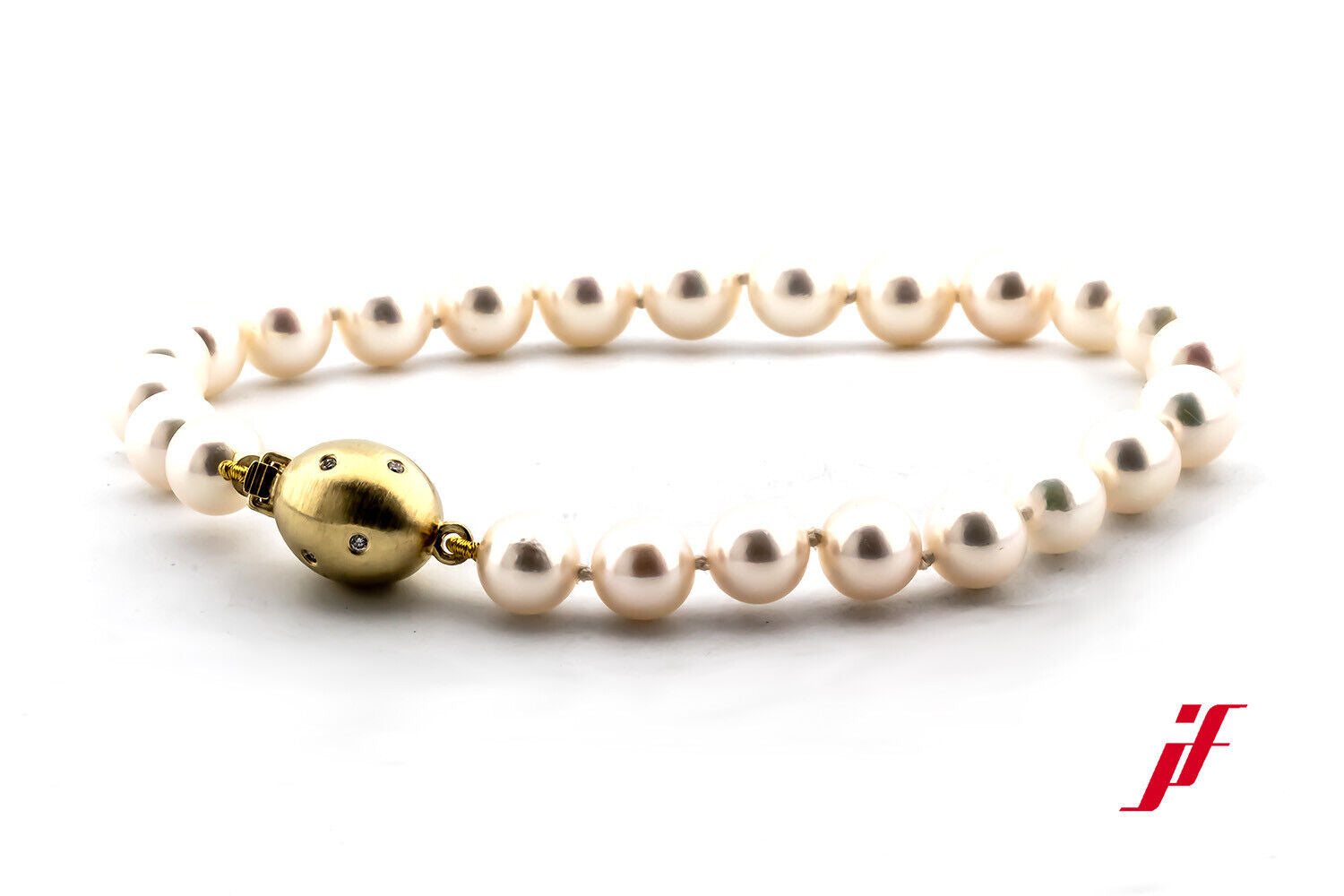 Armschmuck Perlenarmband 585/14K Gelbgold Diamanten Brillanten  Akoyaperlen