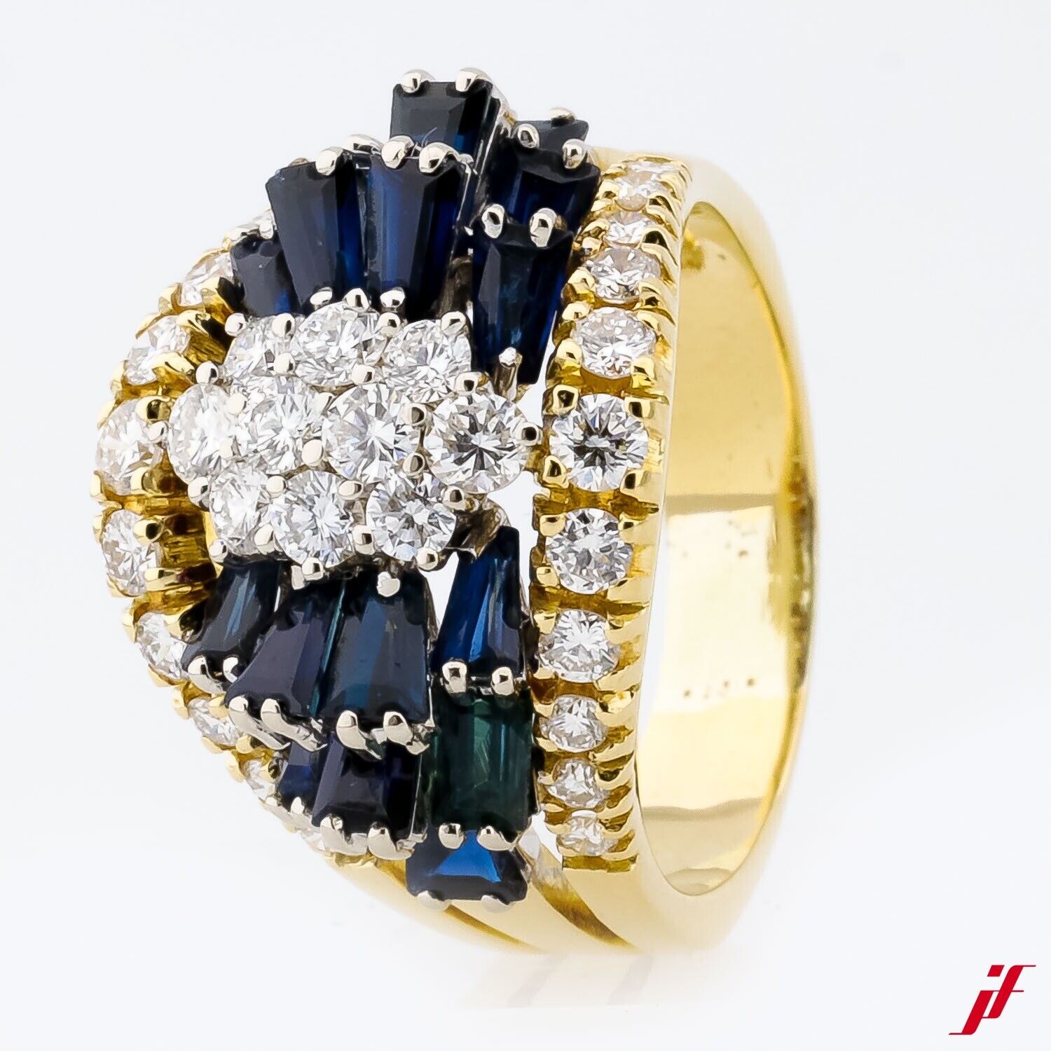 Ring - 14K/585 Weiß-& Gelbgold - Saphir ca. 2,0 ct & Brillanten ca. 1,5 ct
