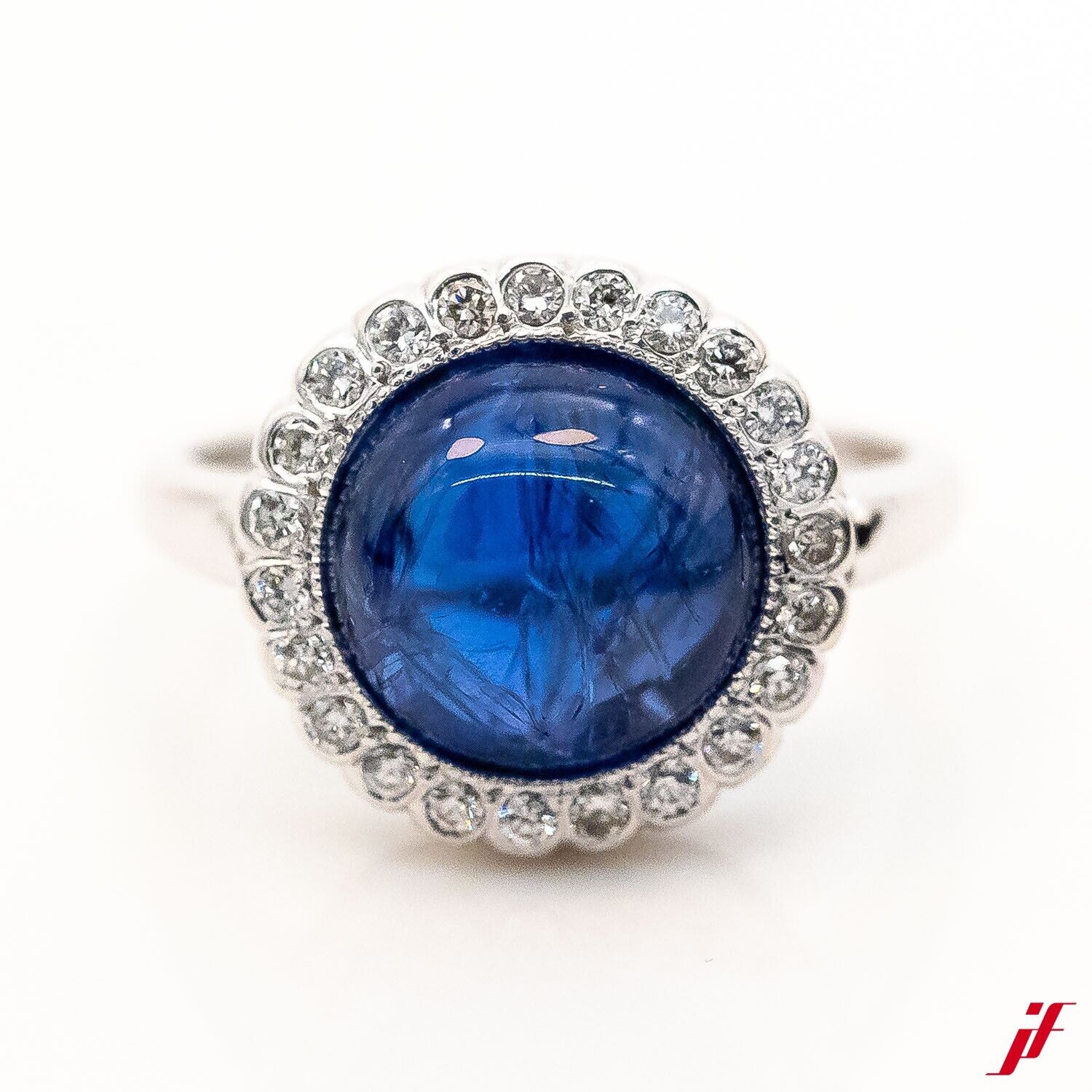 Ring 750/18K Weißgold Cabochon Saphir 6,0ct Gr.53 - Wert 5.600€