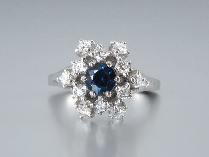 Damenring 1 Saphir 0,50ct +Brillanten ca.1,0ct TW/VS - 18K Gold - Gr.54,5 - 8,1g