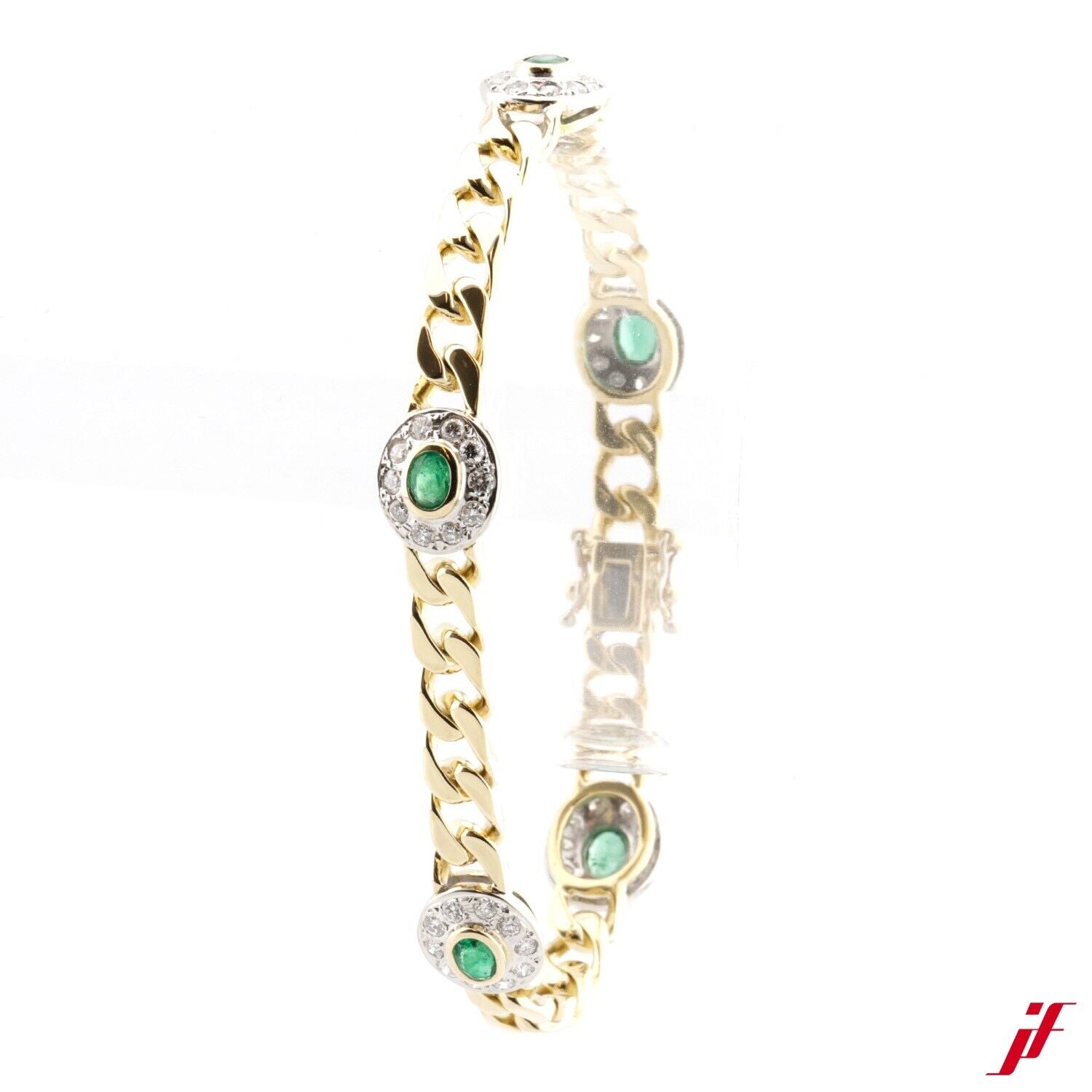 Armband 750/18K Gelbgold 5 Smaragde 50 Diamanten 0,50ct - Wert 7.000€