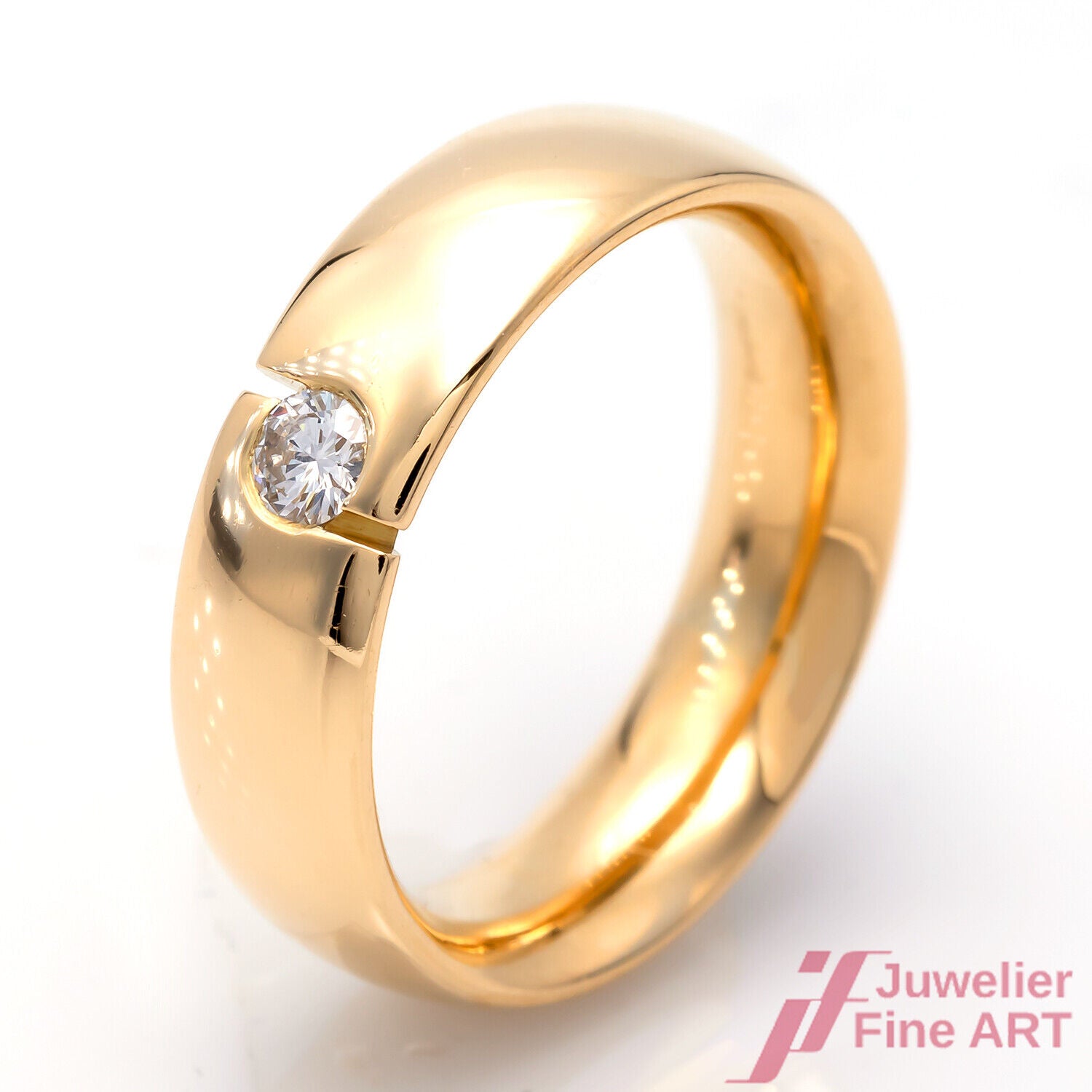 CB Solitärring - 18K Gelbgold - 1 Brillant ca. 0.105 ct TW/si - 8,7 g - Gr. 51