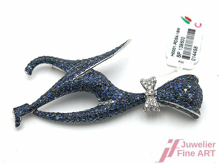 Reich besetzte Brosche *Katze* mit 413 Saphiren und 27 Diamanten - zus. 8,93 ct