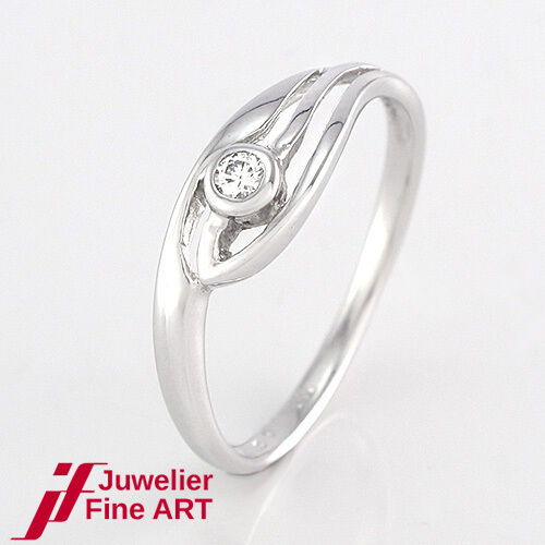 Ring - 585/14K Weißgold - 1 Brillant 0,02 ct TW/SI - 1,5 g - Gr. 53