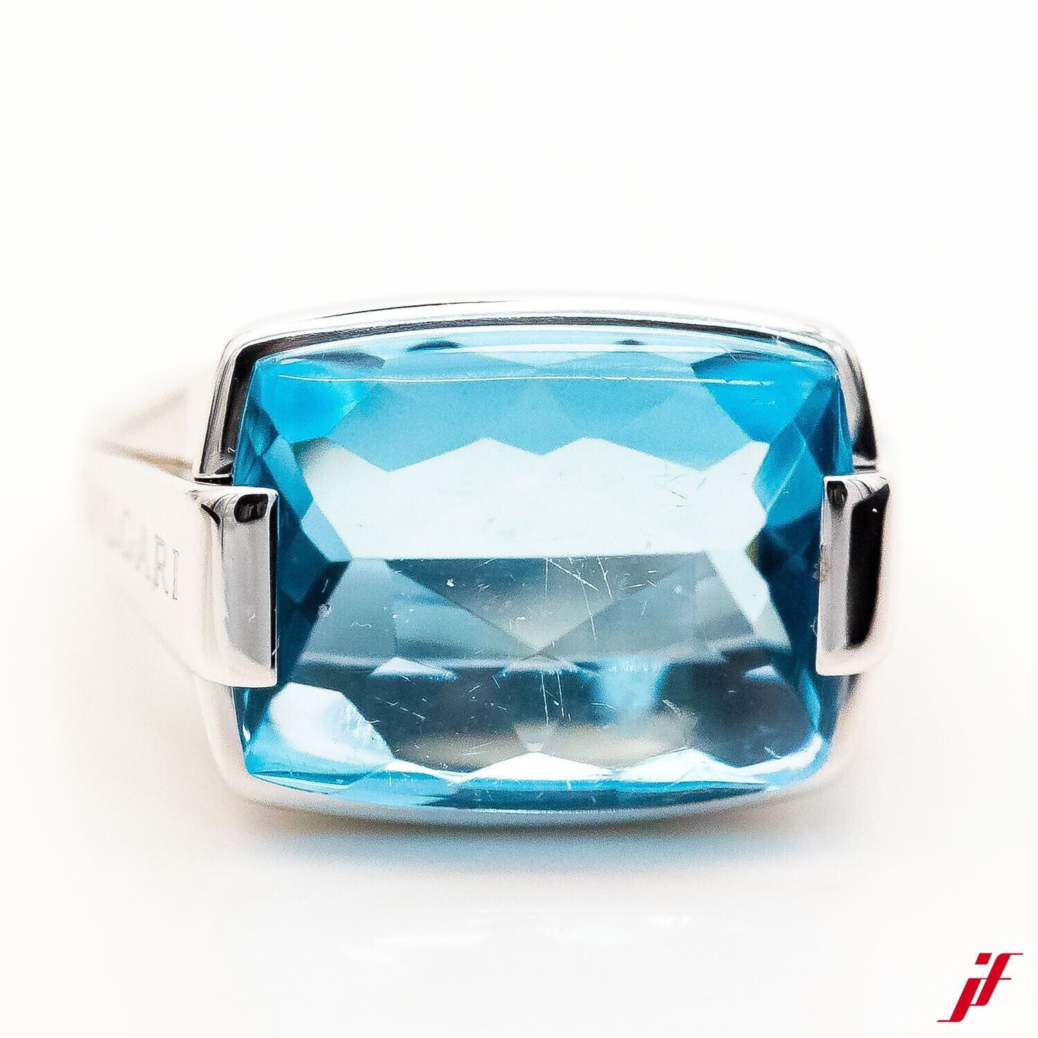 Bvlgari Ring 750/18K Weißgold Cabochon Topaz 14,5ct Gr.54