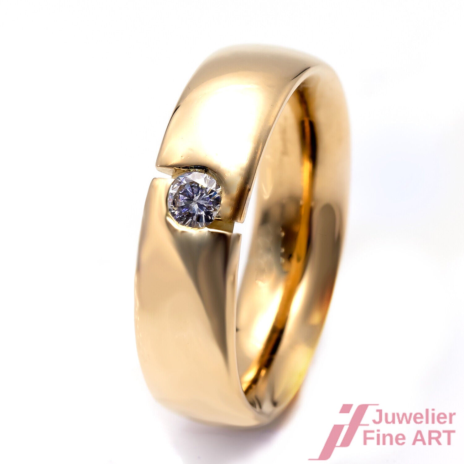 CB Solitärring - 18K Gelbgold - 1 Brillant ca. 0.105 ct TW/si - 8,7 g - Gr. 51