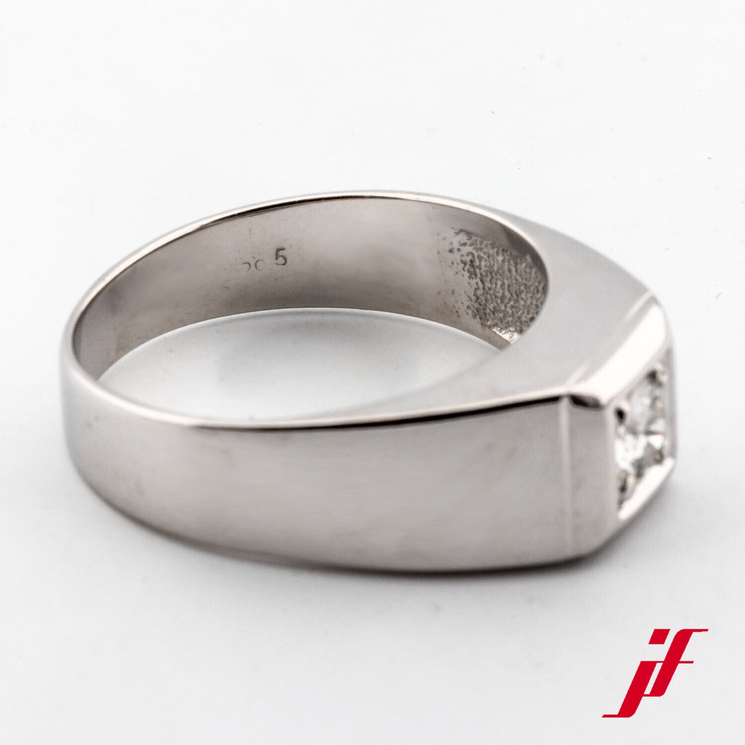 Ring Solitärring Unisex 585/14K Weißgold Diamant Brillant Größe 60