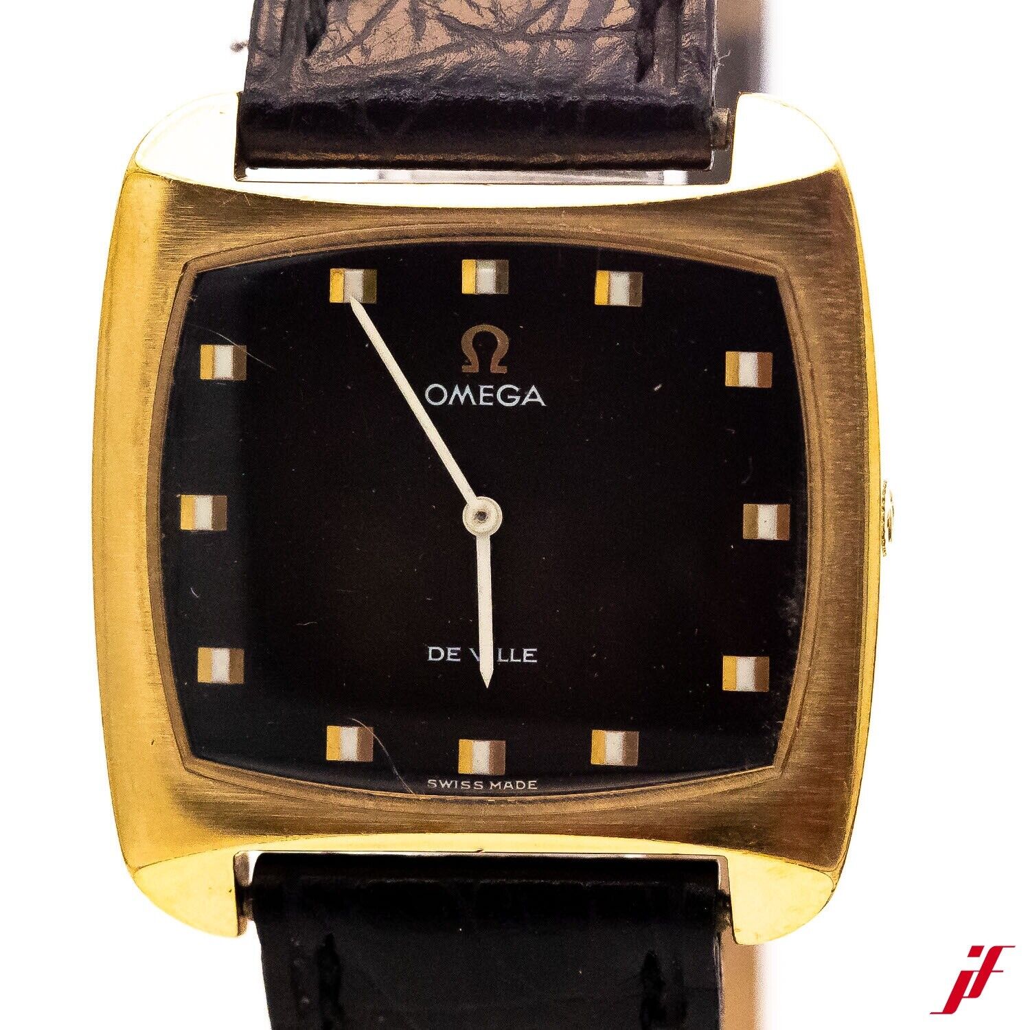 Omega de Ville Vintage 34mm Stahl vergoldet Handaufzug Croco