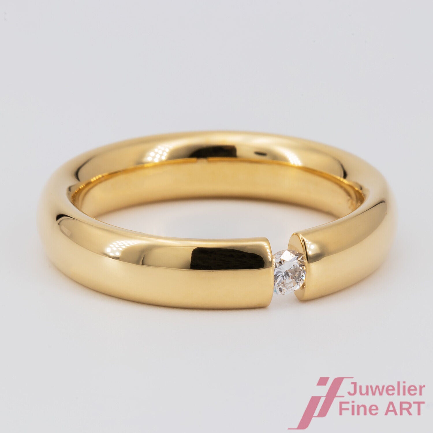 Ring Spannring Bunz 750/18K Gelbgold Größe 49 Diamant Brillant