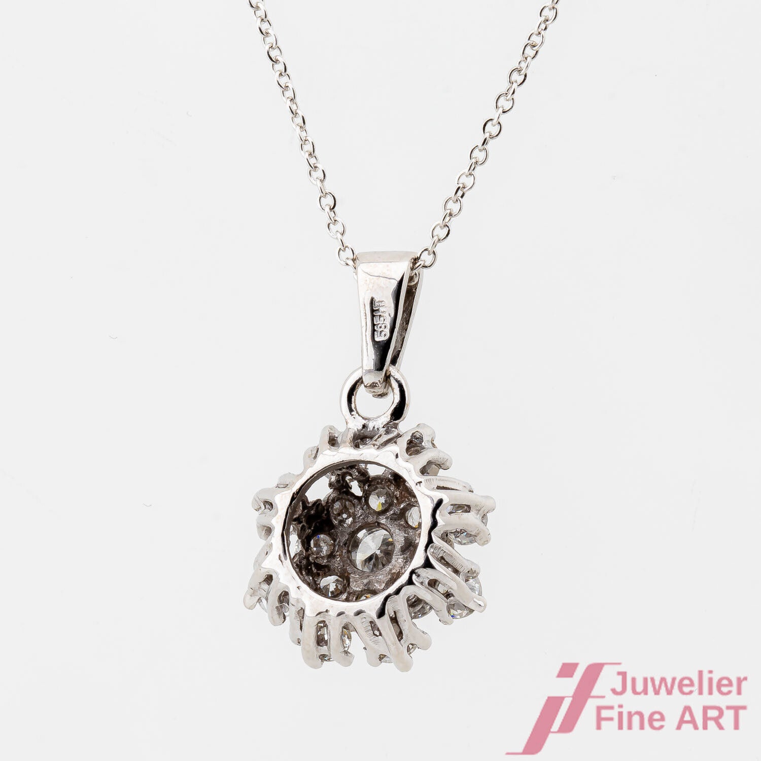 Kette Klassischer Anhänger 585/14K Weißgold Diamanten Brillanten 45 cm Kette