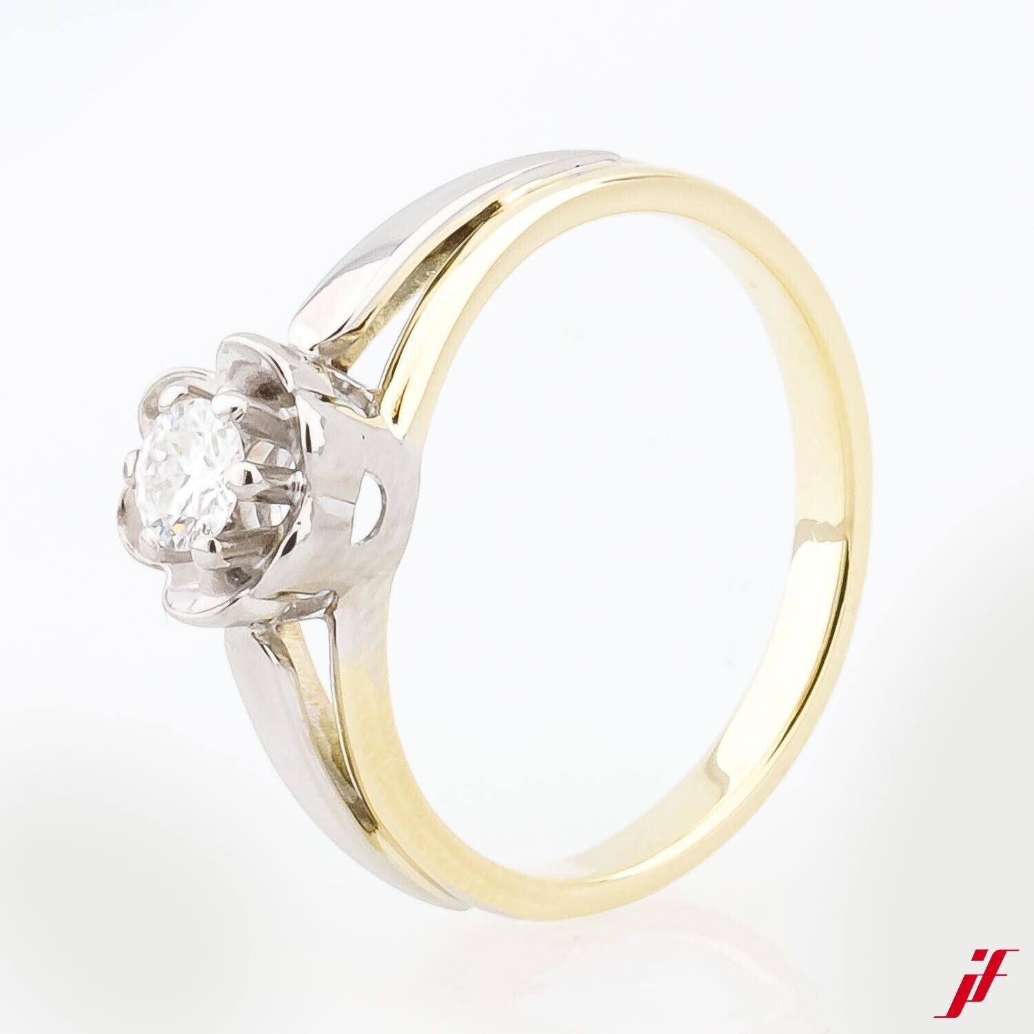 Solitärring 750/18K Weißgold Gelbgold 1 Diamant Brillant 0,25 ct - Wert 1500€