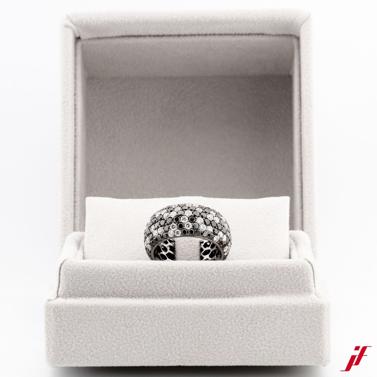 Ring mit Diamantbesatz 18K Weißgold 210 Brillanten schwarz/weiss - NP 9000€