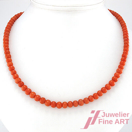 Korallen-Collier - Federring vergoldet - 29,2 g - 61,5 cm
