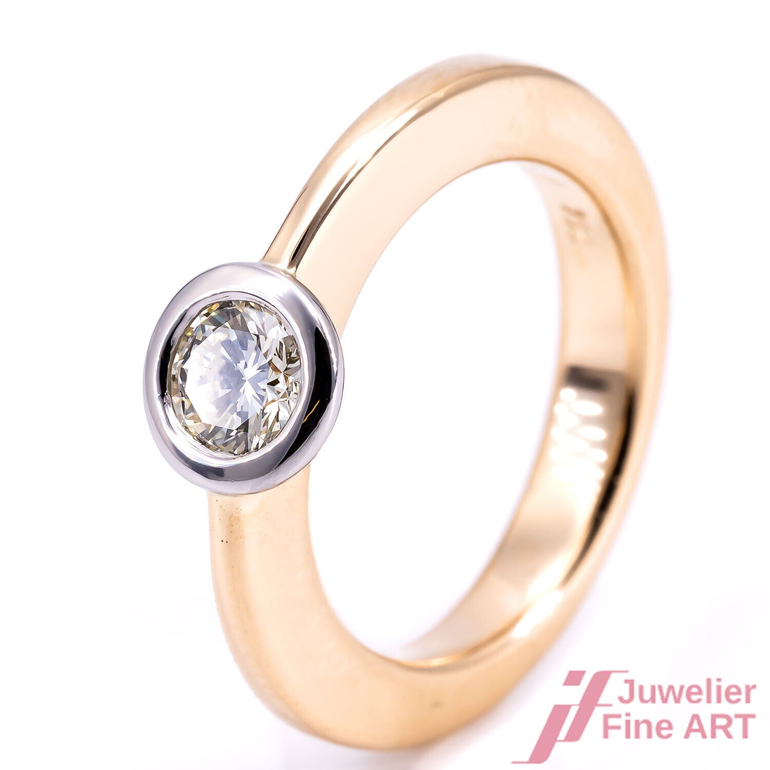 SOLITÄRRING - 18K/750 GG/WG - 1 Brillant ca. 0,50 ct H/vvs - 7,1 g - Gr. 51