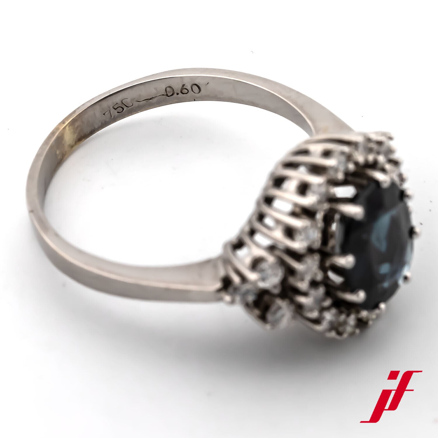 Ring Klassisch 750/18K Weißgold 1 Top Saphir Diamanten Brillanten Größe 57,5