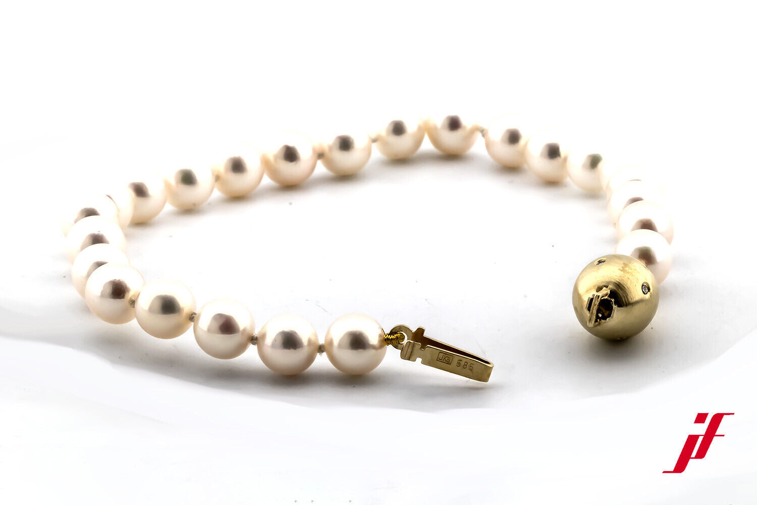 Armschmuck Perlenarmband 585/14K Gelbgold Diamanten Brillanten  Akoyaperlen