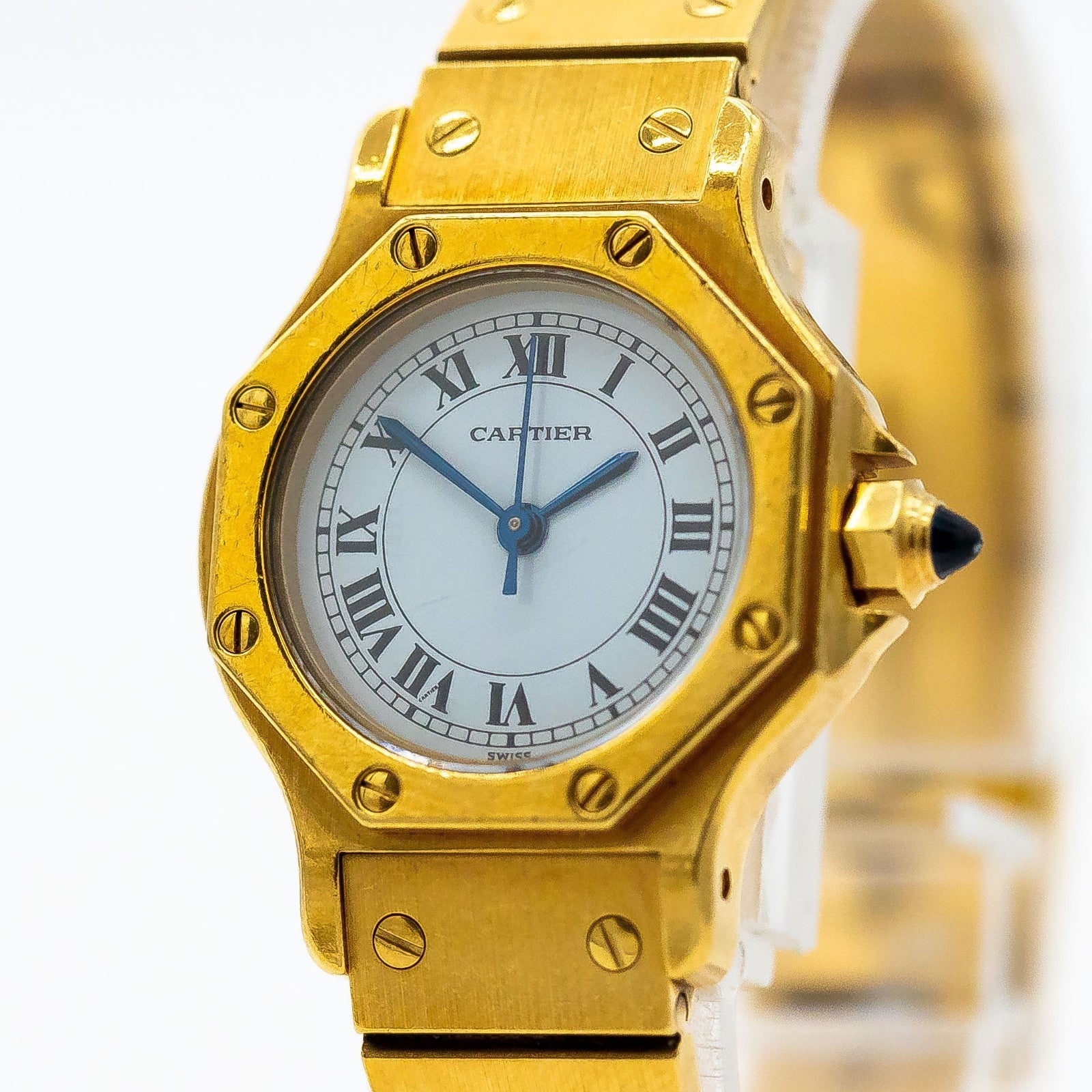 Cartier Santos Octagon 腕時計 本体 Cartier Santos Octagon Uhr 750/18K Gelbgold Automatik 25mm