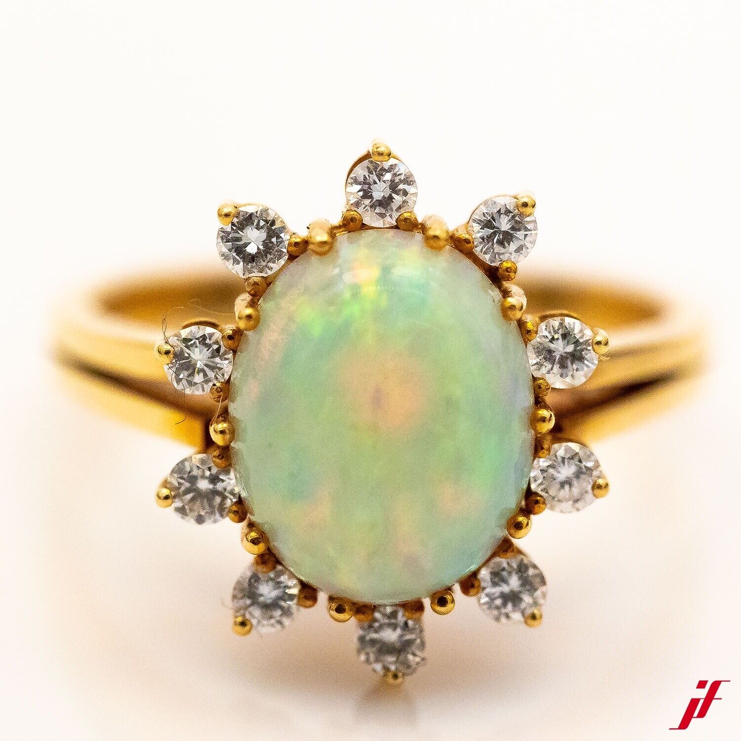 Ring 18K Gelbgold 1 Opal 10 Diamanten 0,40ct TW/VS Gr.57 - Wert 4.000€