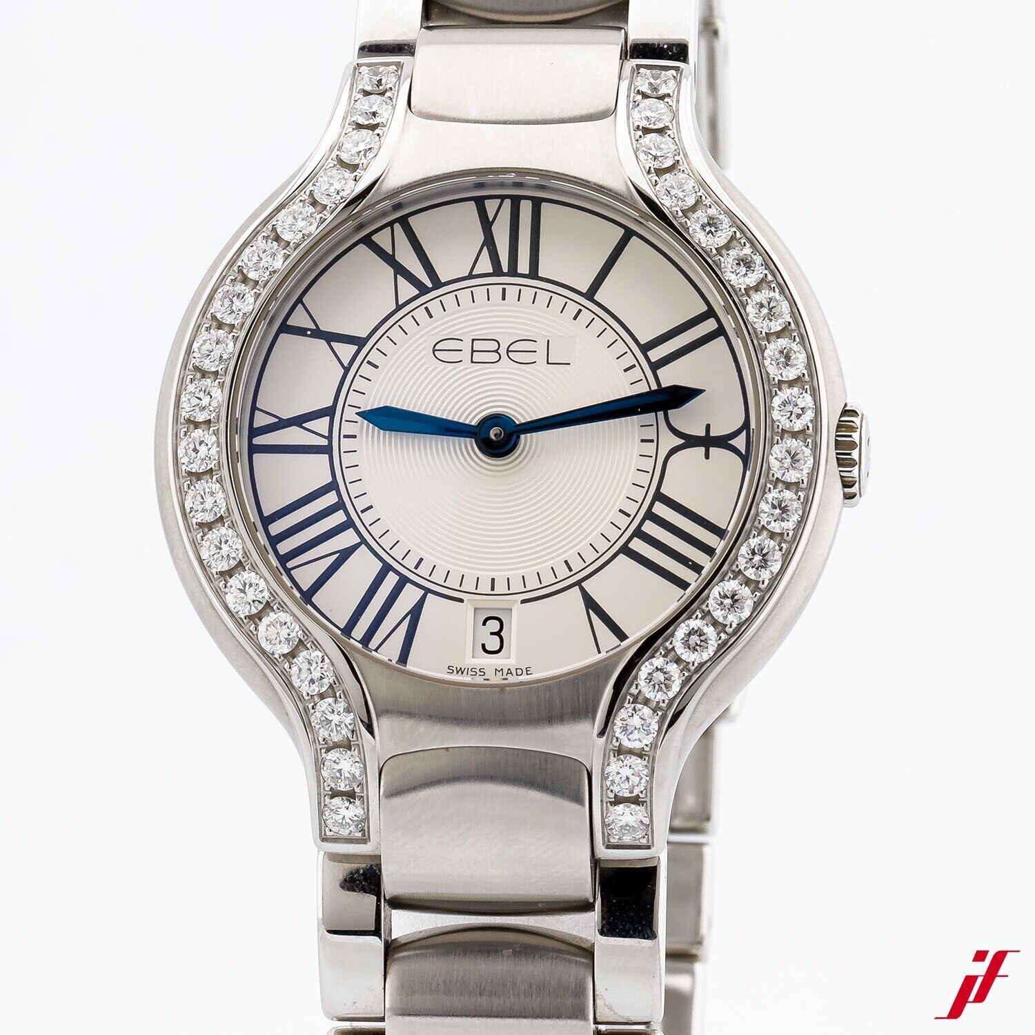 Ebel Uhr Beluga Ref. 1216071 Stahl Quarz 36 mm Diamanten Brillanten Full Set