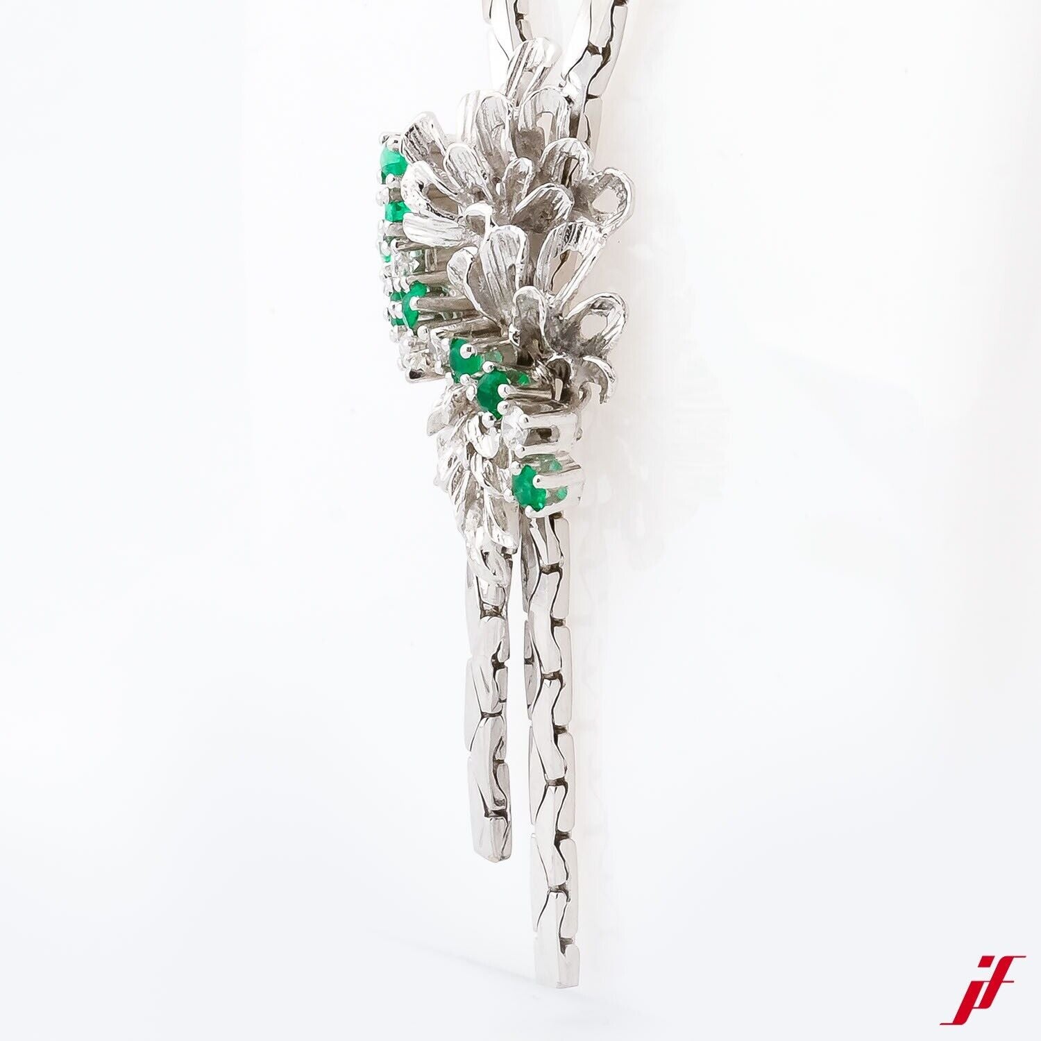 Collier  750/18K Weißgold 8 Smaragd 5 Diamanten - Wert 4.500€