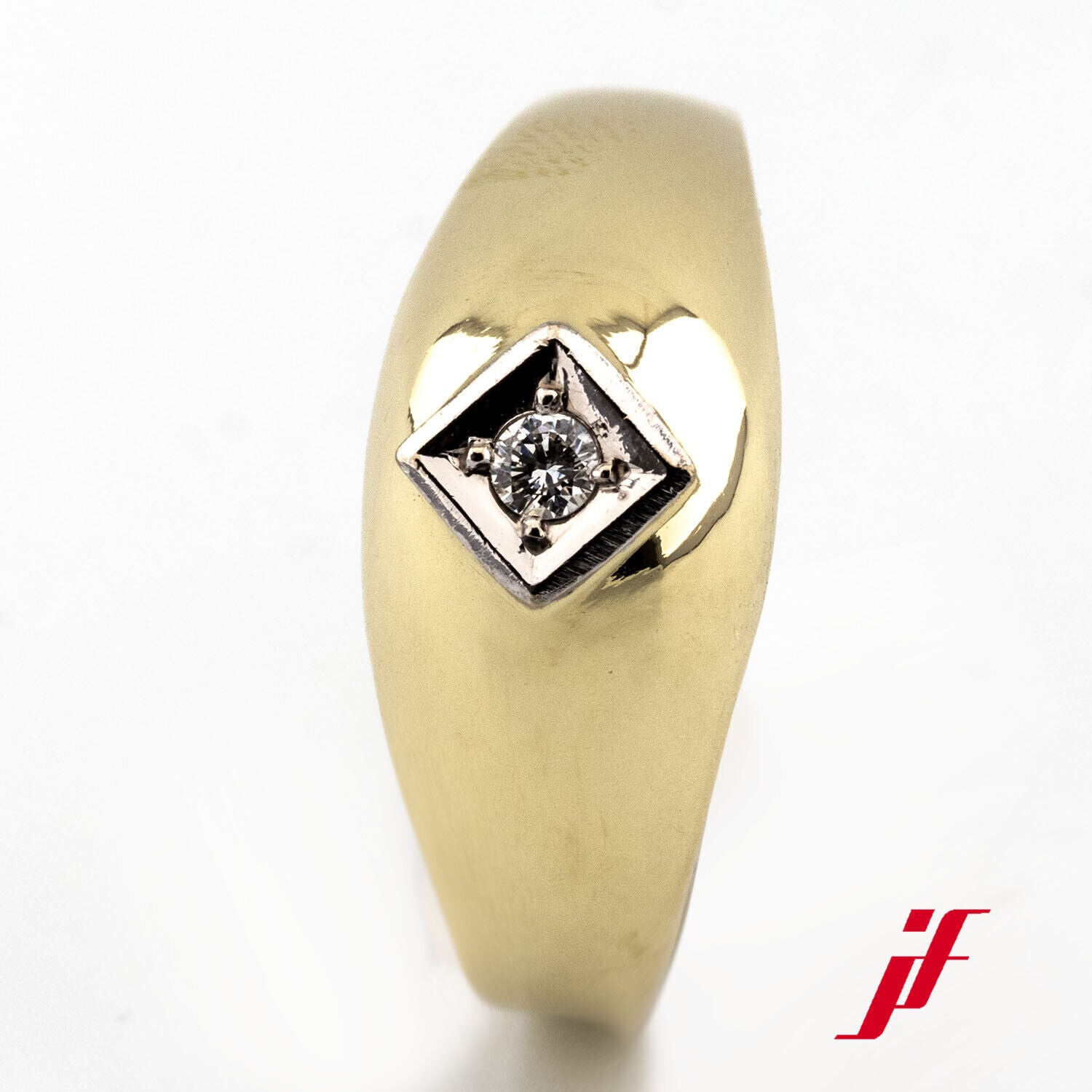 Ring Solitärring Unisex 585/14K Gelbgold Weißgold Diamant Brillant Größe 66