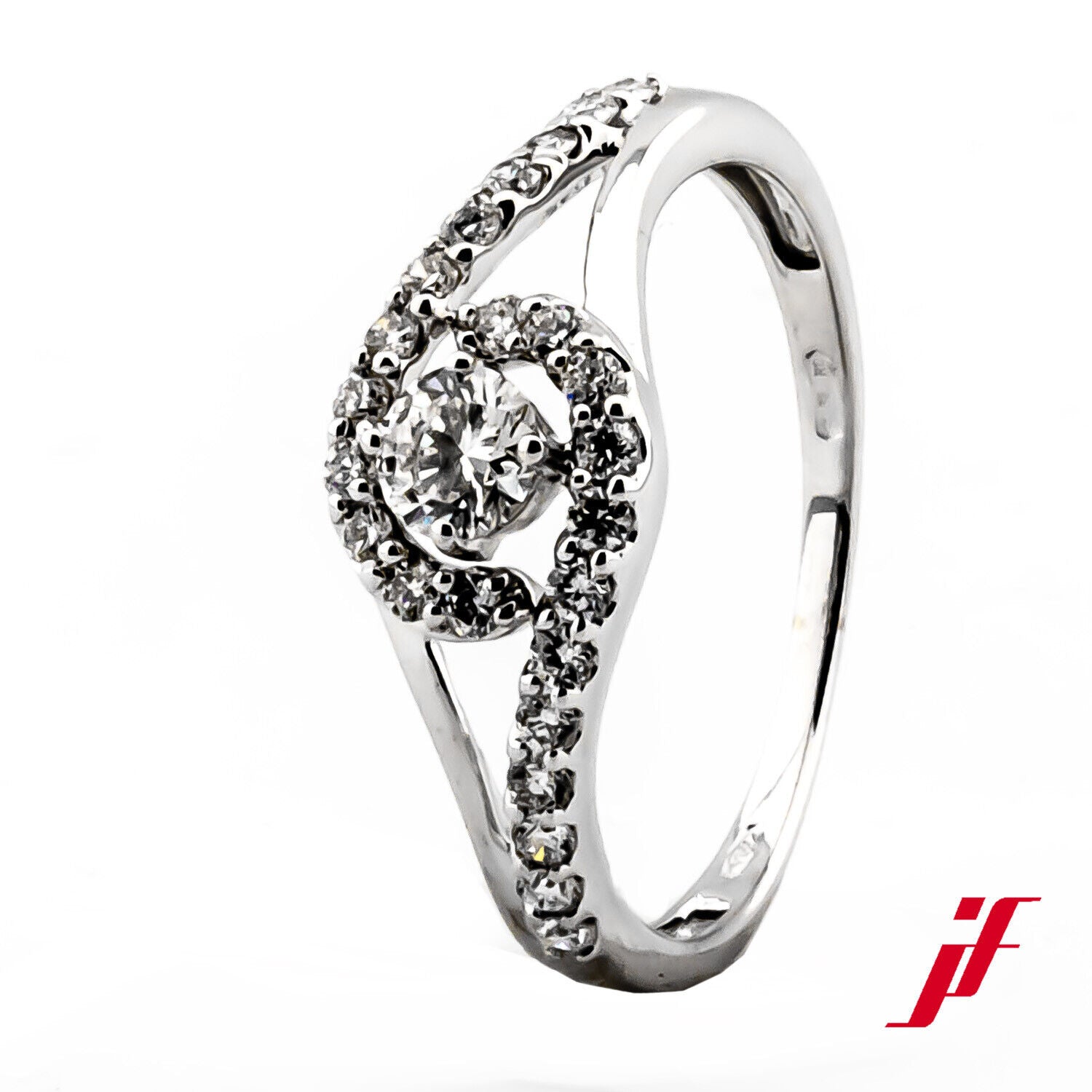 Damenring 750/18K Weißgold Diamanten Brillanten Größe 53 TOP