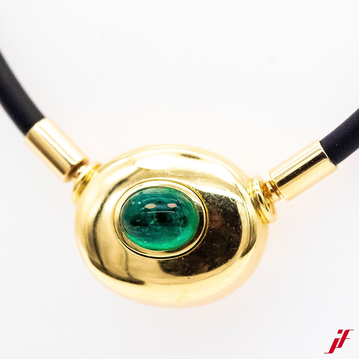 Collier 18K/750 Gelbgold 1 Smaragd Cabochon ca. 1,20ct - Wert 6.000€
