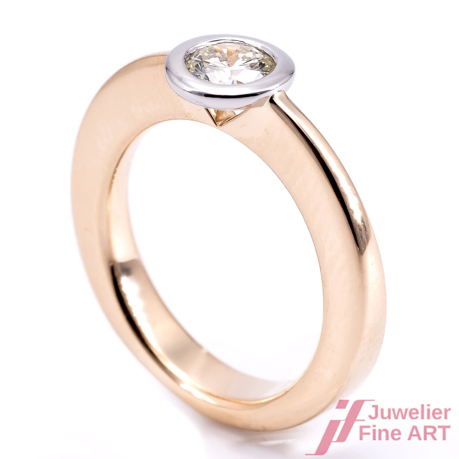 SOLITÄRRING - 18K/750 GG/WG - 1 Brillant ca. 0,50 ct H/vvs - 7,1 g - Gr. 51