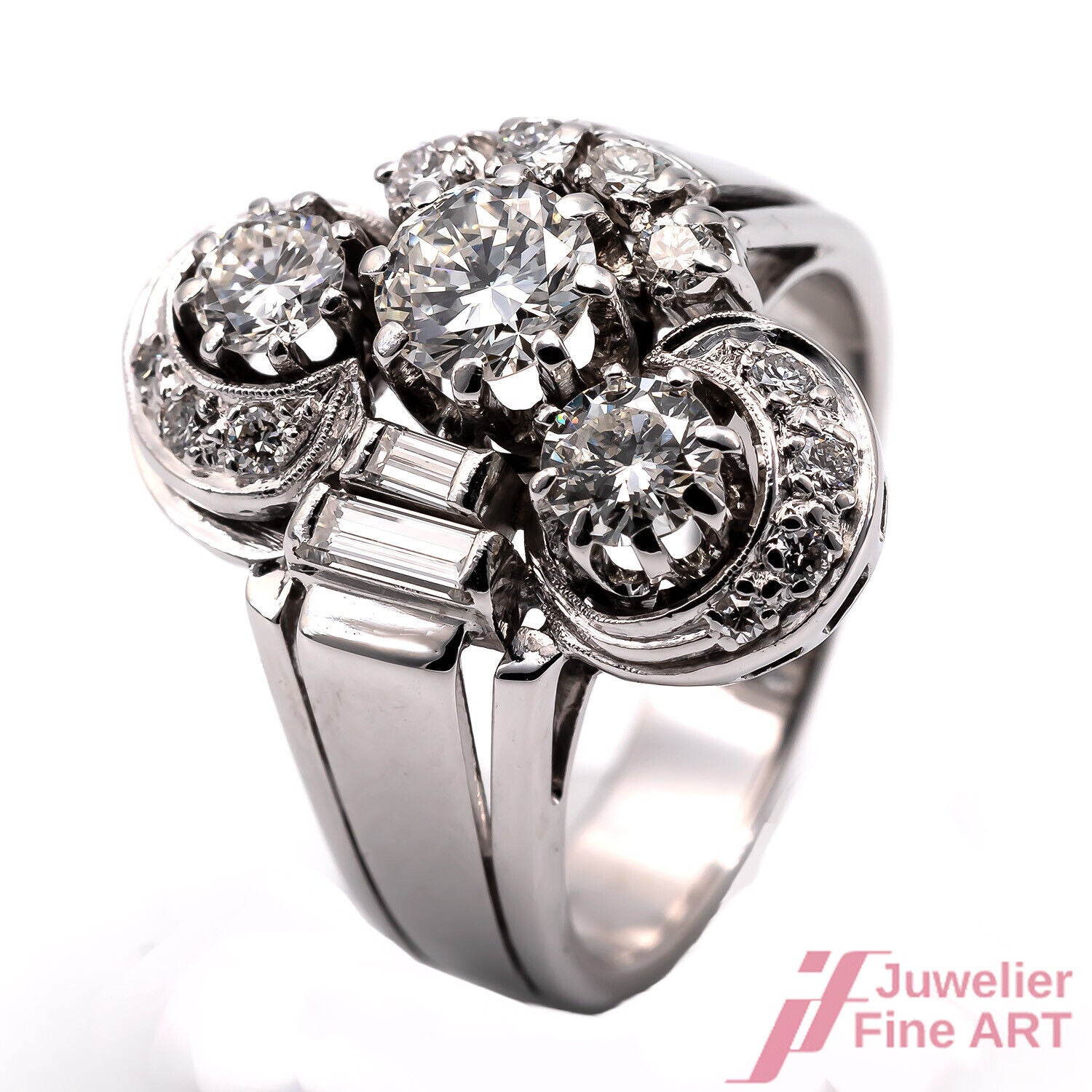 RING- 14K/585 Weißgold - Diamanten zus. ca. 1,95 ct H/vvs - 10,1 g - Gr. 60