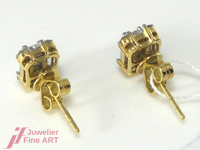 Diamant Ohrstecker - 18K/750 Gelbgold -18  Dia. zus. 1,03 ct TW/SI - 2,04 g