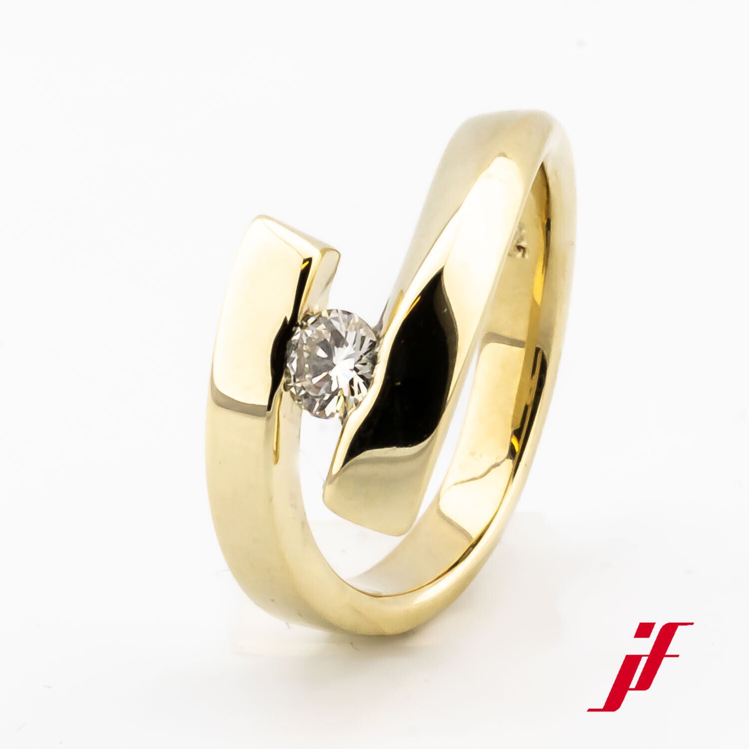Ring Solitärring 750/18K Gelbgold Diamant Brillant Größe 52 TOP