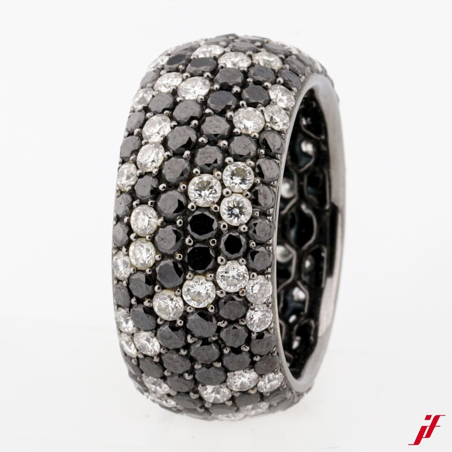 Ring mit Diamantbesatz 18K Weißgold 210 Brillanten schwarz/weiss - NP 9000€