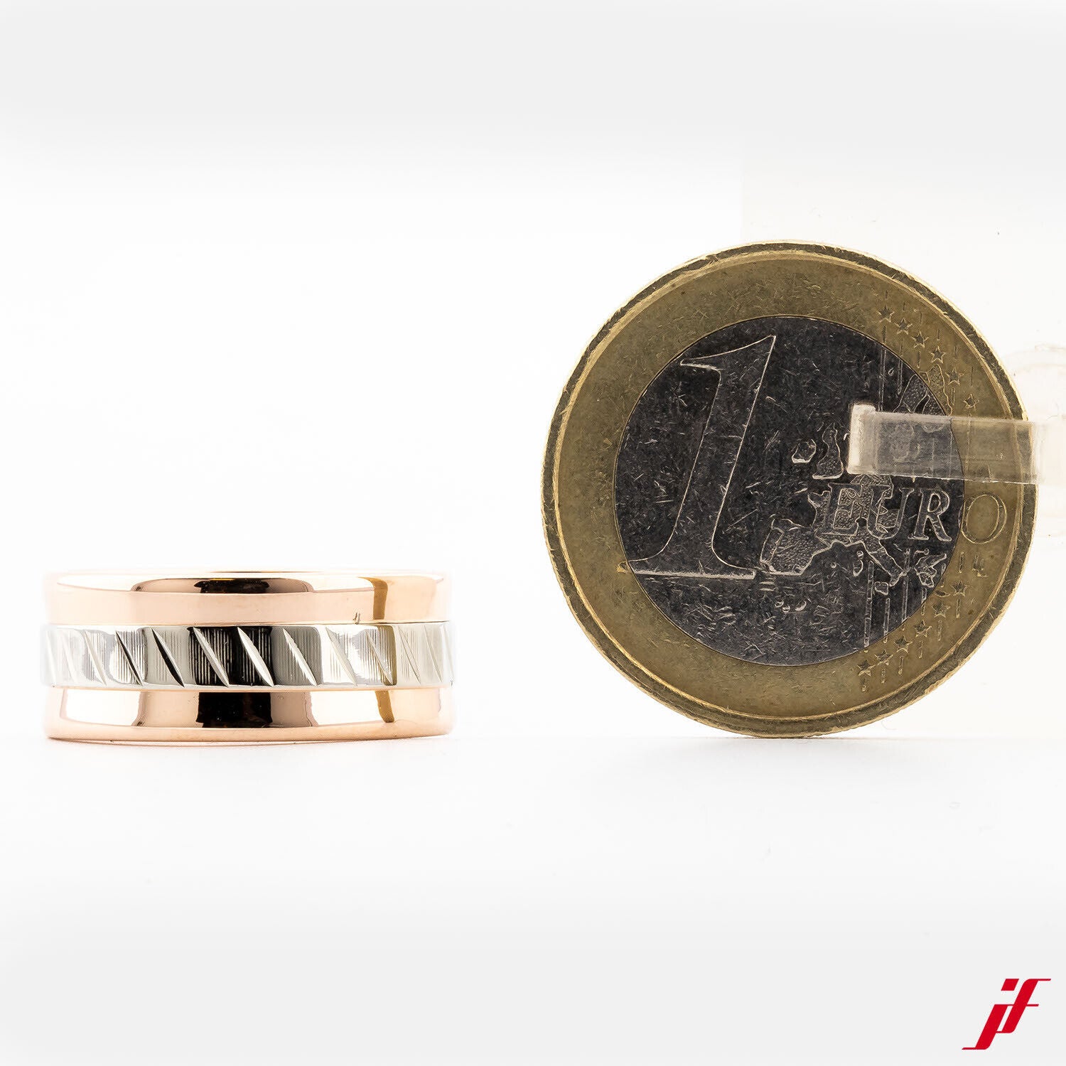 Bandring Damenring  585/14K Rotgold Weißgold ohene Besatz Größe 54 TOP