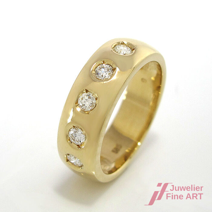 Brillantring ca. 0,35 ct TW-VSI in 585/14K Gelbgold - Gr. 54 - 6,2 g