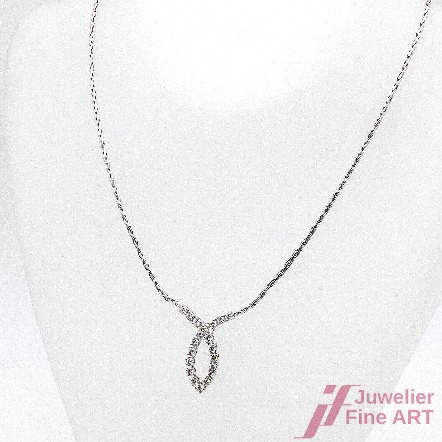 Klassisches Collier 18K Weißgold - Brillanten zus.ca. 1,50 TW/vvs - 14,7 g 43 cm