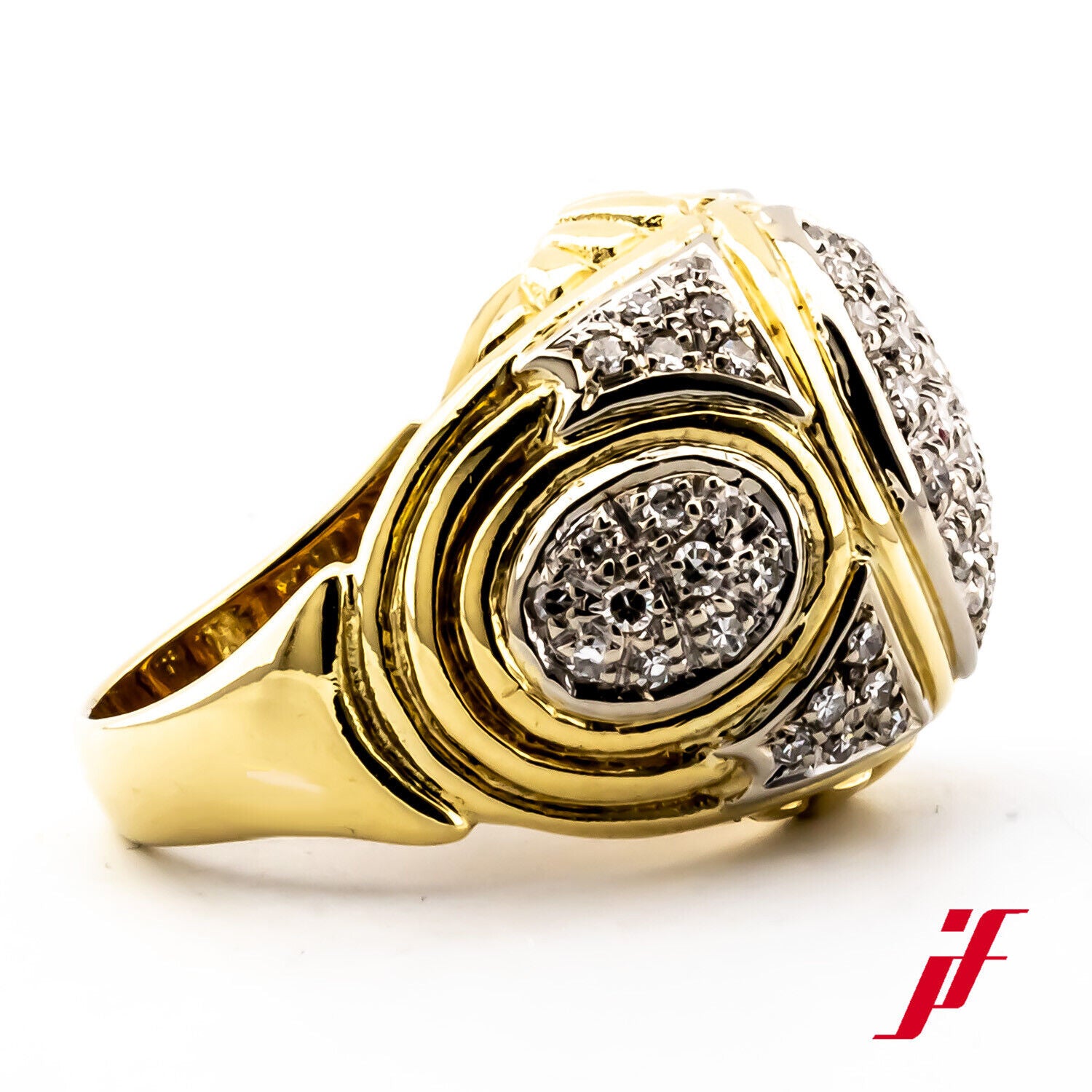 Ring Kuppelring 750/18K Gelbgold Diamanten Brillanten Größe 49,5 TOP