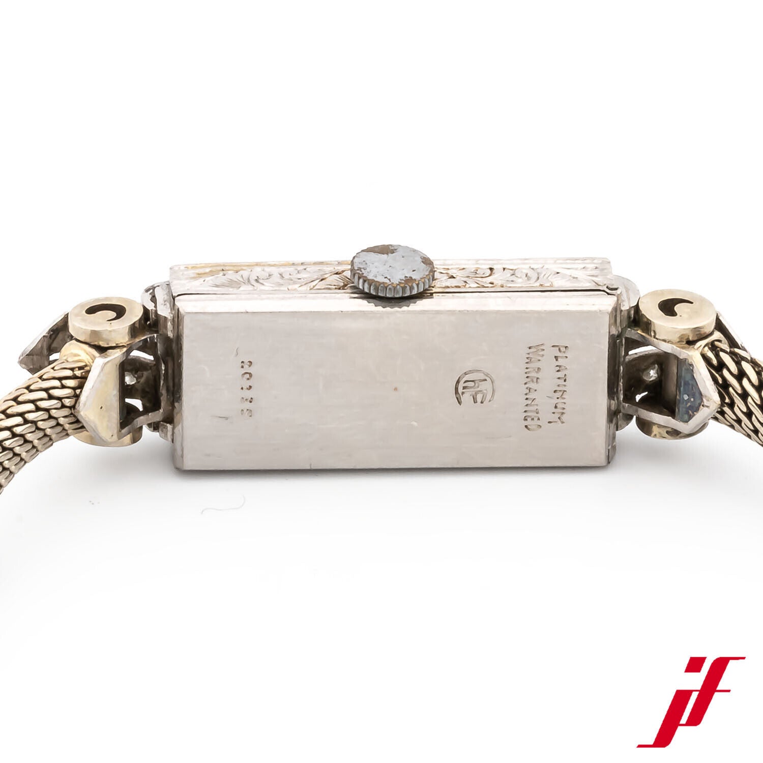 Armbanduhr BWC Art Deco Gehäuse Platin Band Weißgold Handaufzug Klappschließe