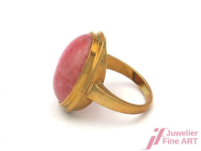 Ring in 18K750 GG mit einem rosa Jade Cabochon ca. 15 ct - 10,8 g - Gr. 53 - TOP
