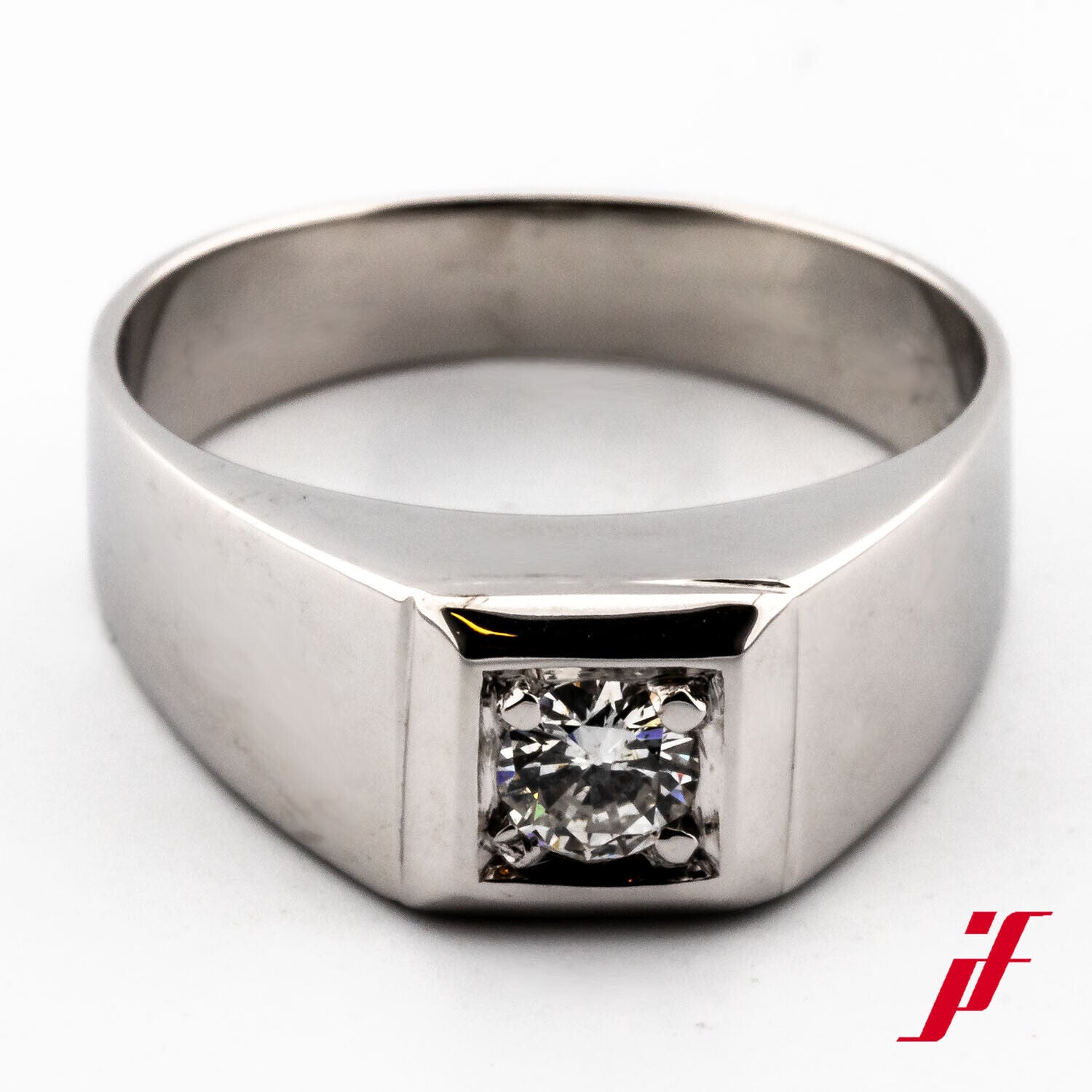 Ring Solitärring Unisex 585/14K Weißgold Diamant Brillant Größe 60