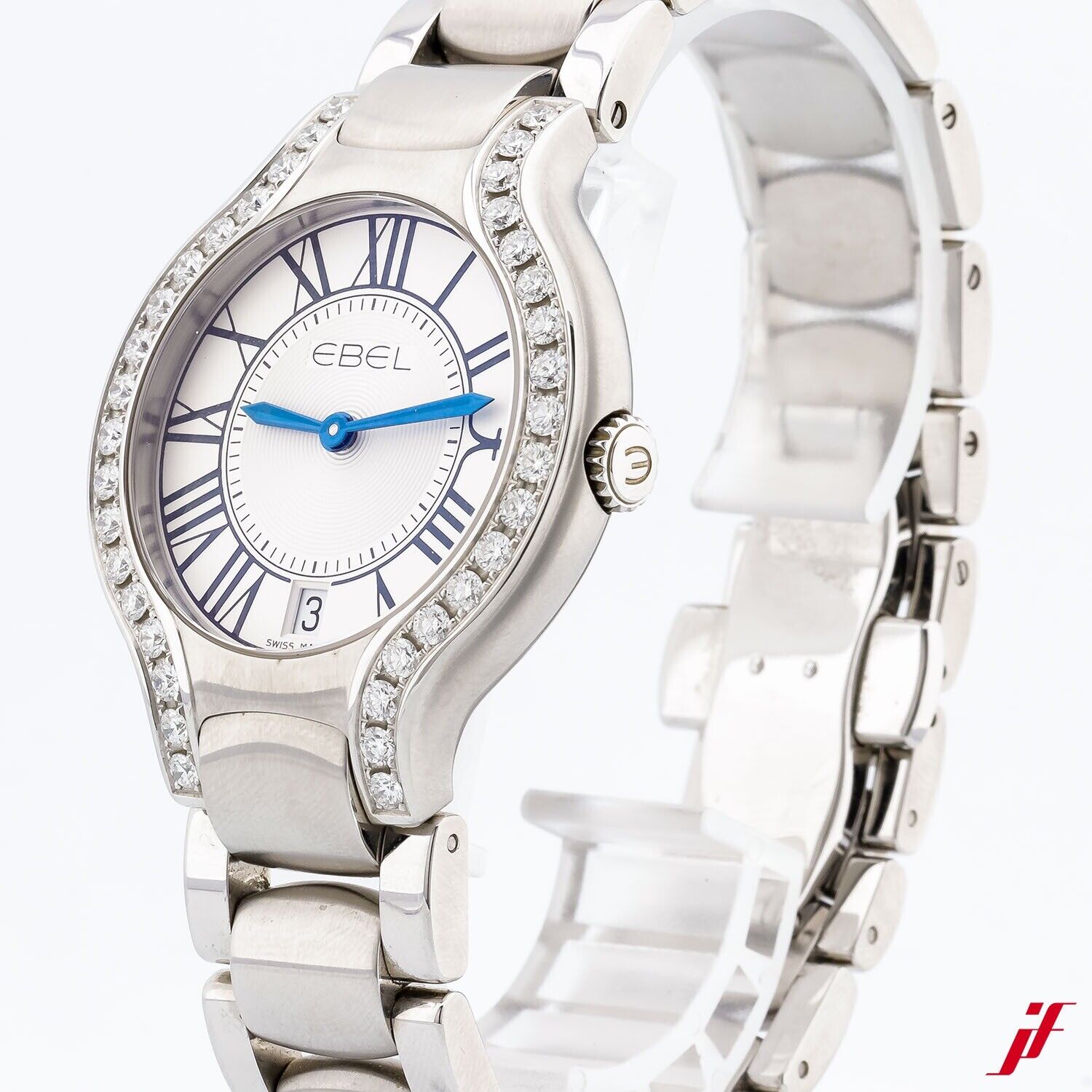 Ebel Uhr Beluga Ref. 1216071 Stahl Quarz 36 mm Diamanten Brillanten Full Set