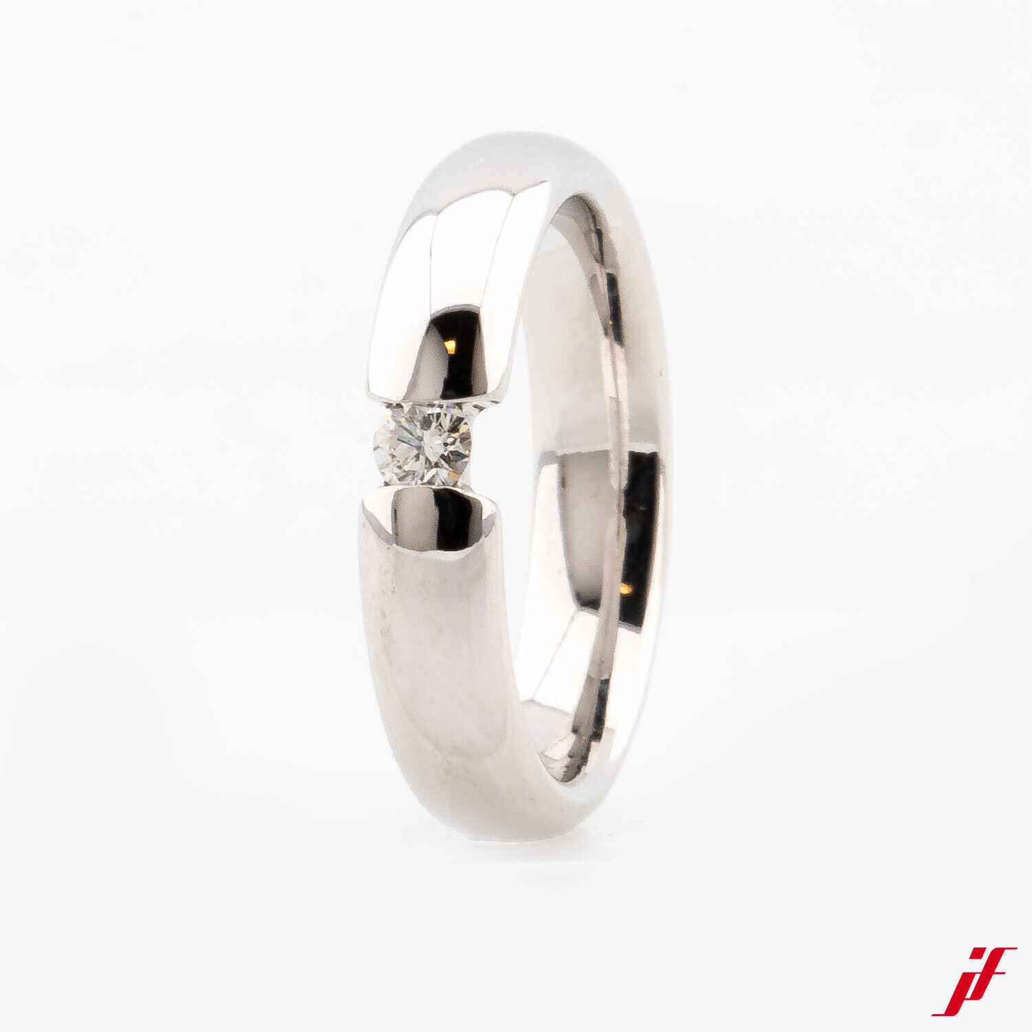 Solitärring Damenring 585/14K Weißgold 1 Diamant Brillant 0,05 ct 47,5 Top