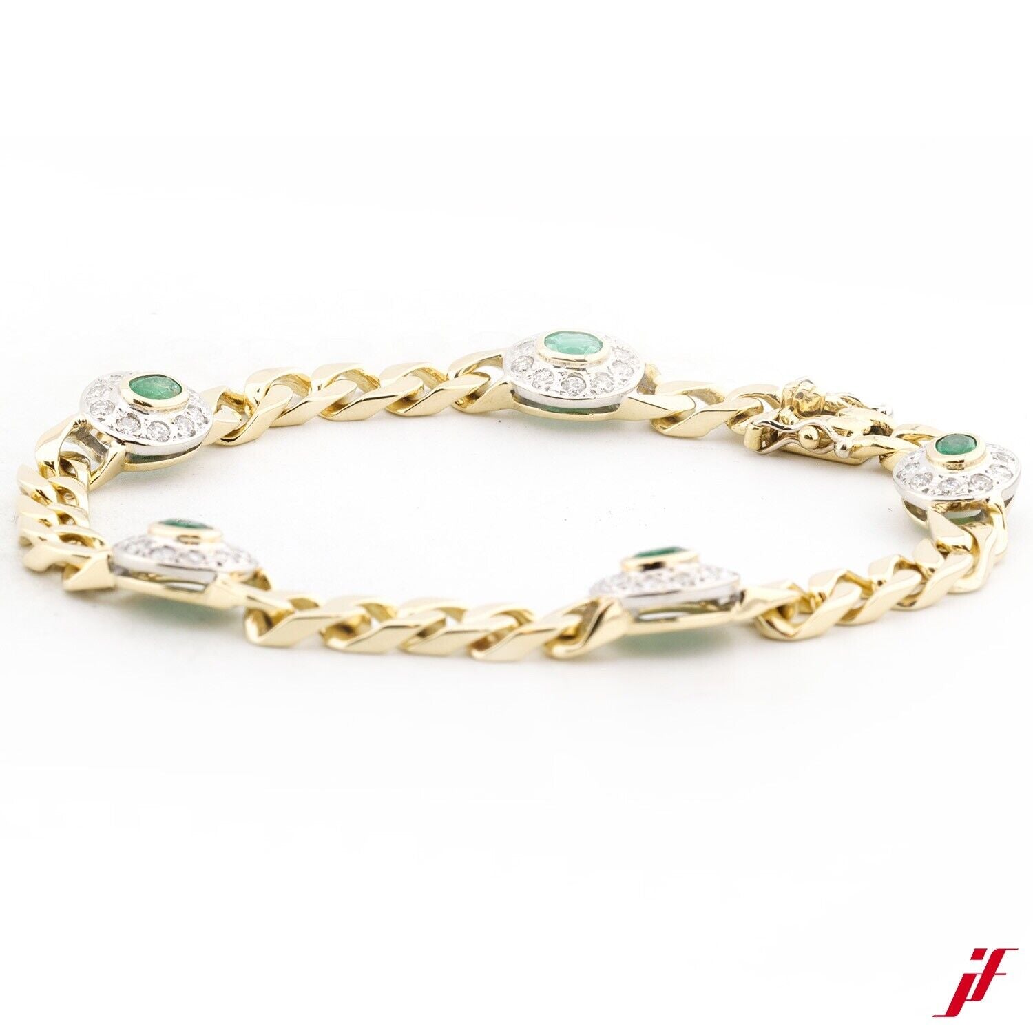 Armband 750/18K Gelbgold 5 Smaragde 50 Diamanten 0,50ct - Wert 7.000€