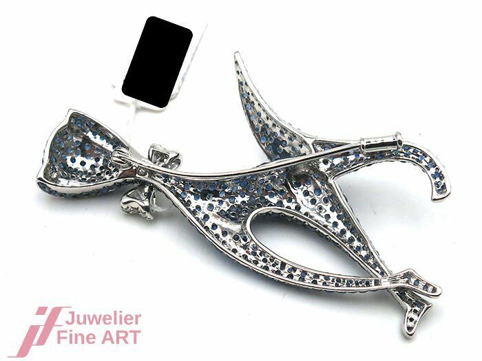 Reich besetzte Brosche *Katze* mit 413 Saphiren und 27 Diamanten - zus. 8,93 ct