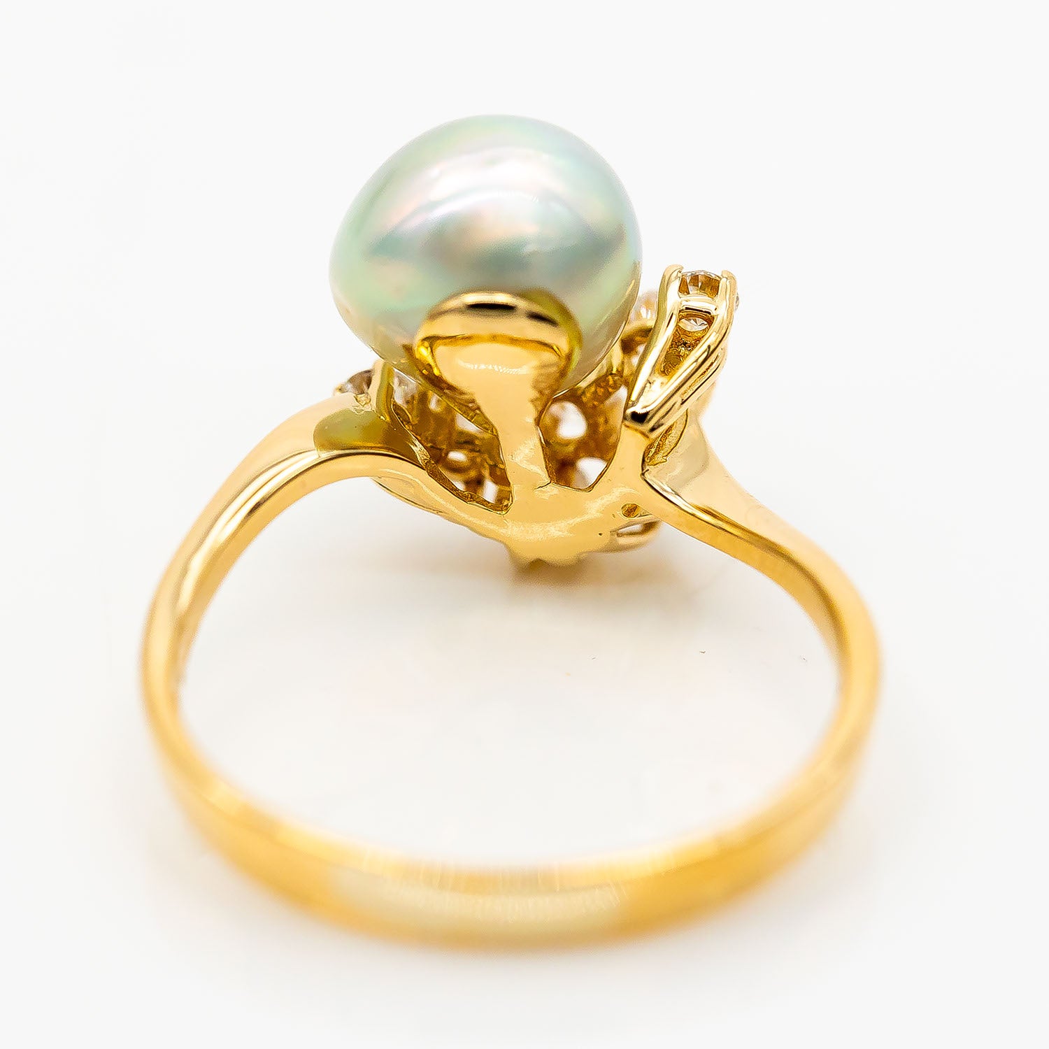 Ring 750/18K Gelbgold Perle Diamant 0,6ct W/SI Gr.58 - Wert 2.600€