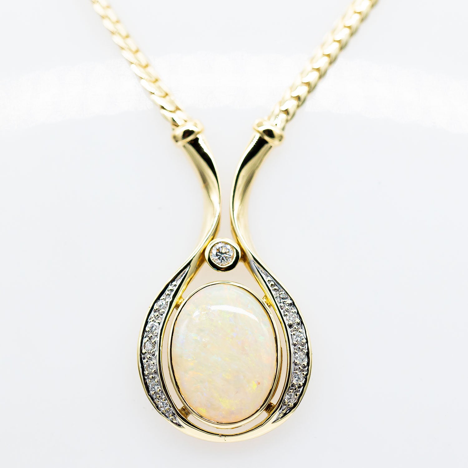 Kette 585/14K Gelbgold Opal Diamant 0,35ct TW/VS - Wert 5.000€