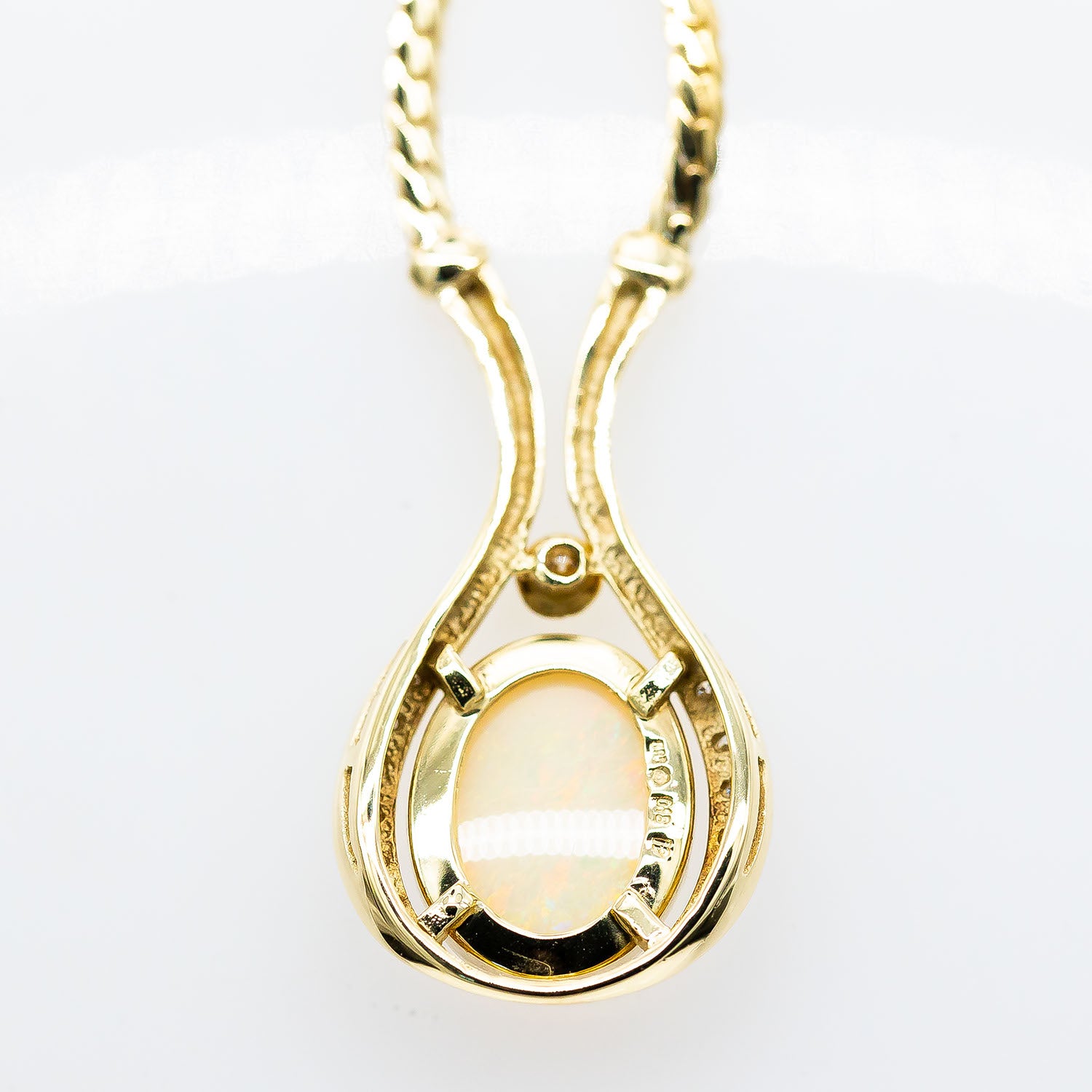Kette 585/14K Gelbgold Opal Diamant 0,35ct TW/VS - Wert 5.000€