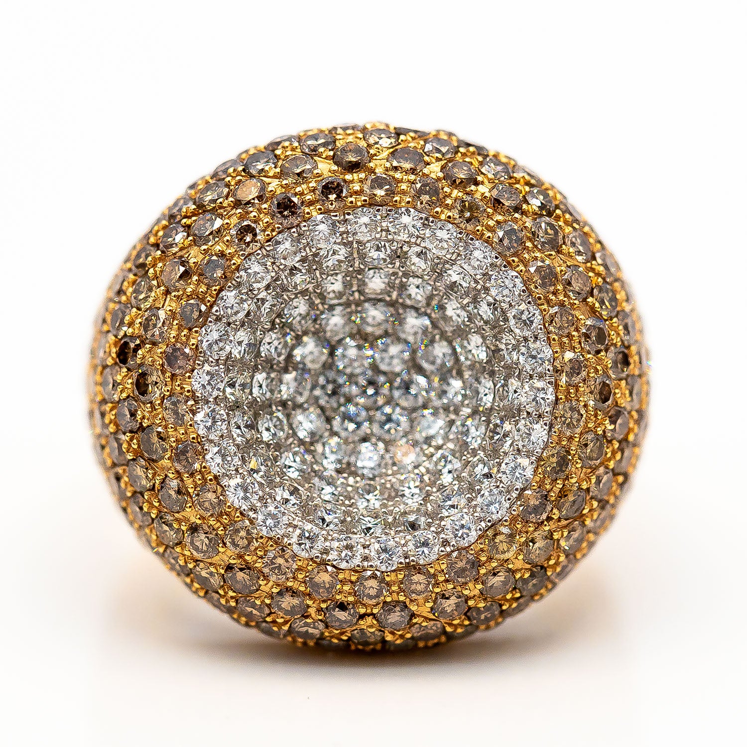 Ring Stenzhorn 750/18K Gelbgold Diamanten fancy brown 4ct Größe 53