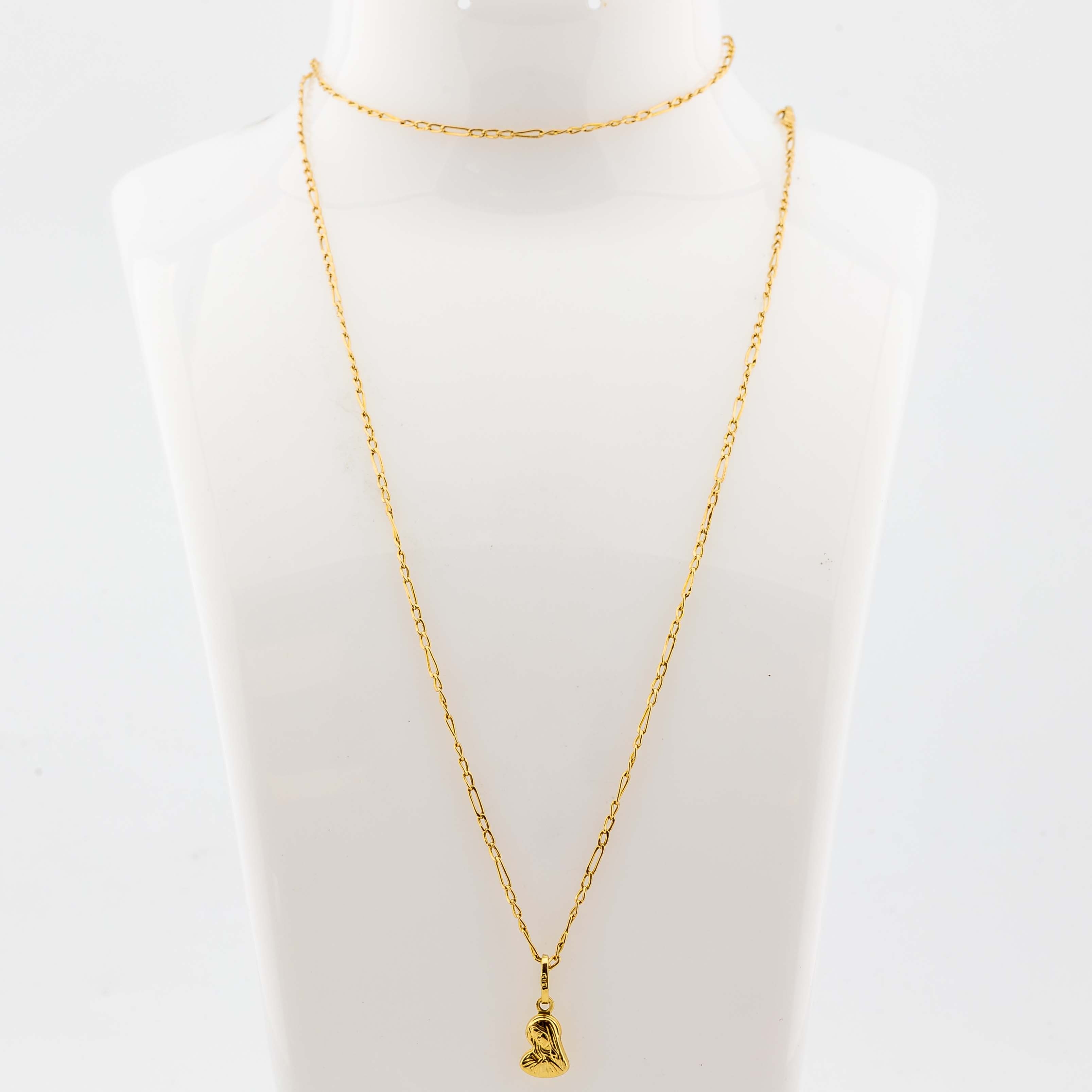 Halskette mit Maria-Anhänger 585/14K Gelbgold L: 61cm 2,49g