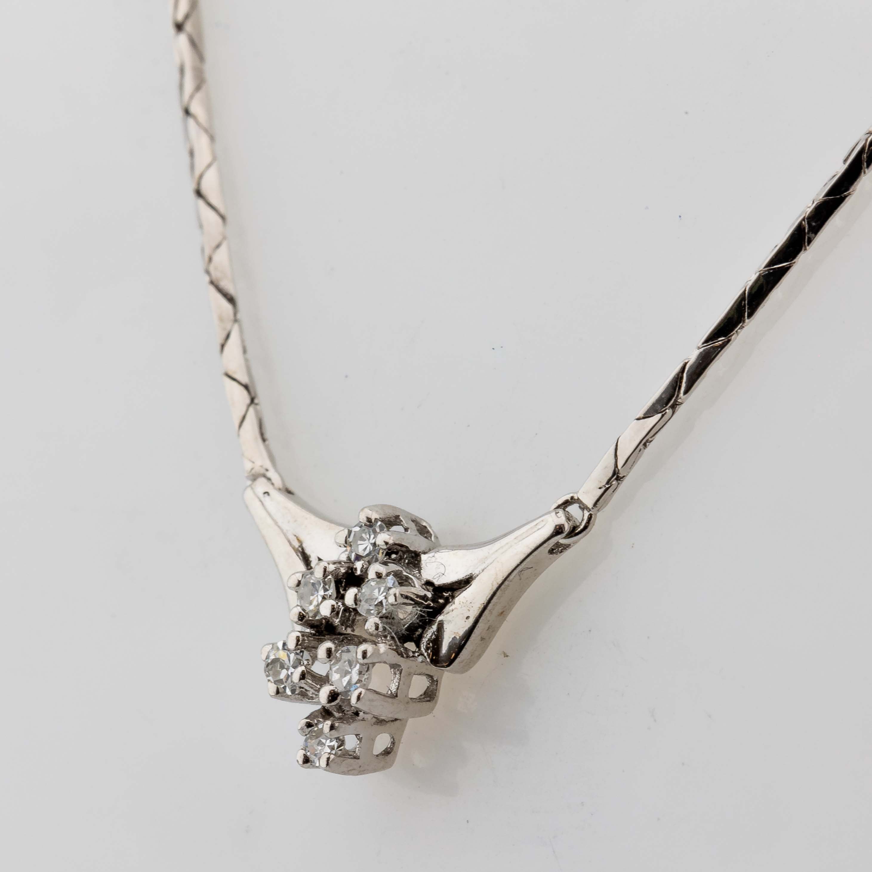 Collier 585/14K Weißgold 6 Diamanten 0,25ct W/Si L: 41cm 4,55g